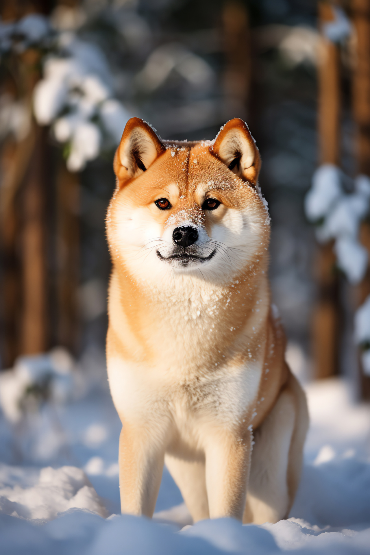 Shiba Inu stature, Canine fur texture, Cream and red hues, Black mask, Domestic animal, HD Phone Image