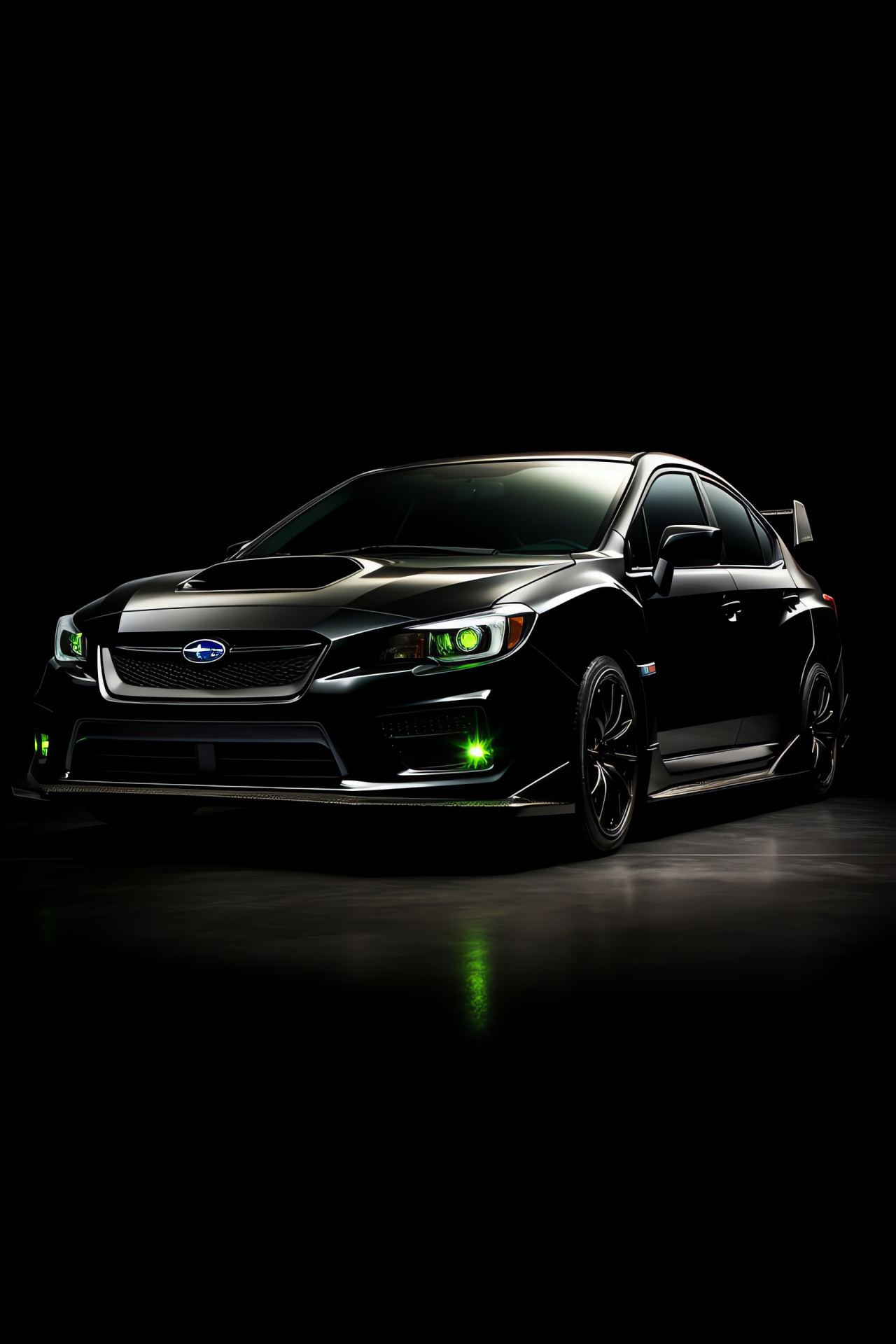 Subaru WRX STI Limited, Exclusive design, Green metallic shade, Performance sedan, Elite backdrop, HD Phone Wallpaper