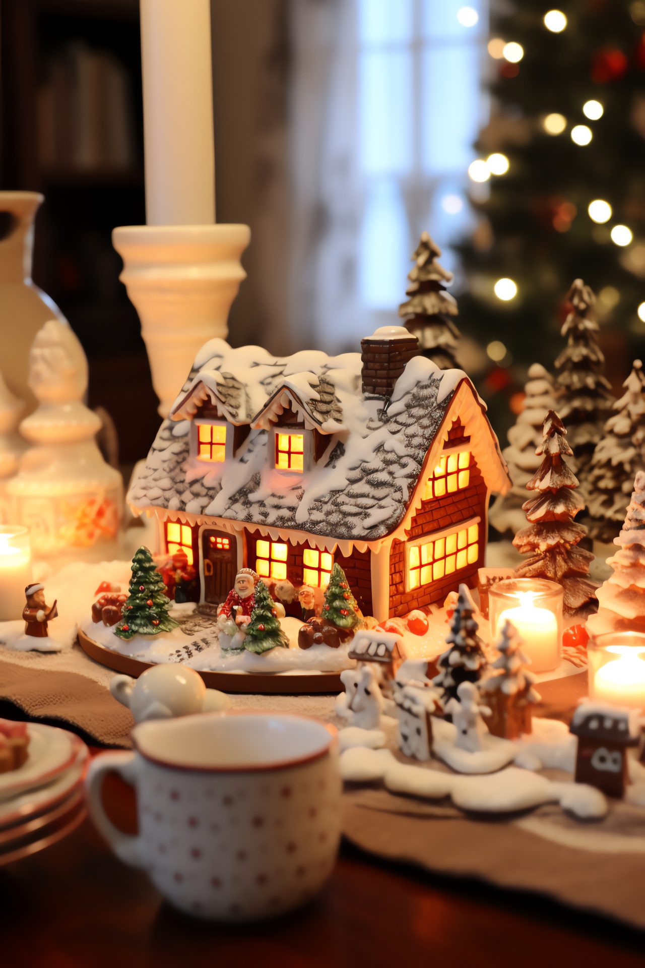 Rustic Christmas retreat, Hearth-warmed family moments, Handcrafted Yuletide decor, Snow-blanketed cottage, Village tranquility, HD Phone Wallpaper