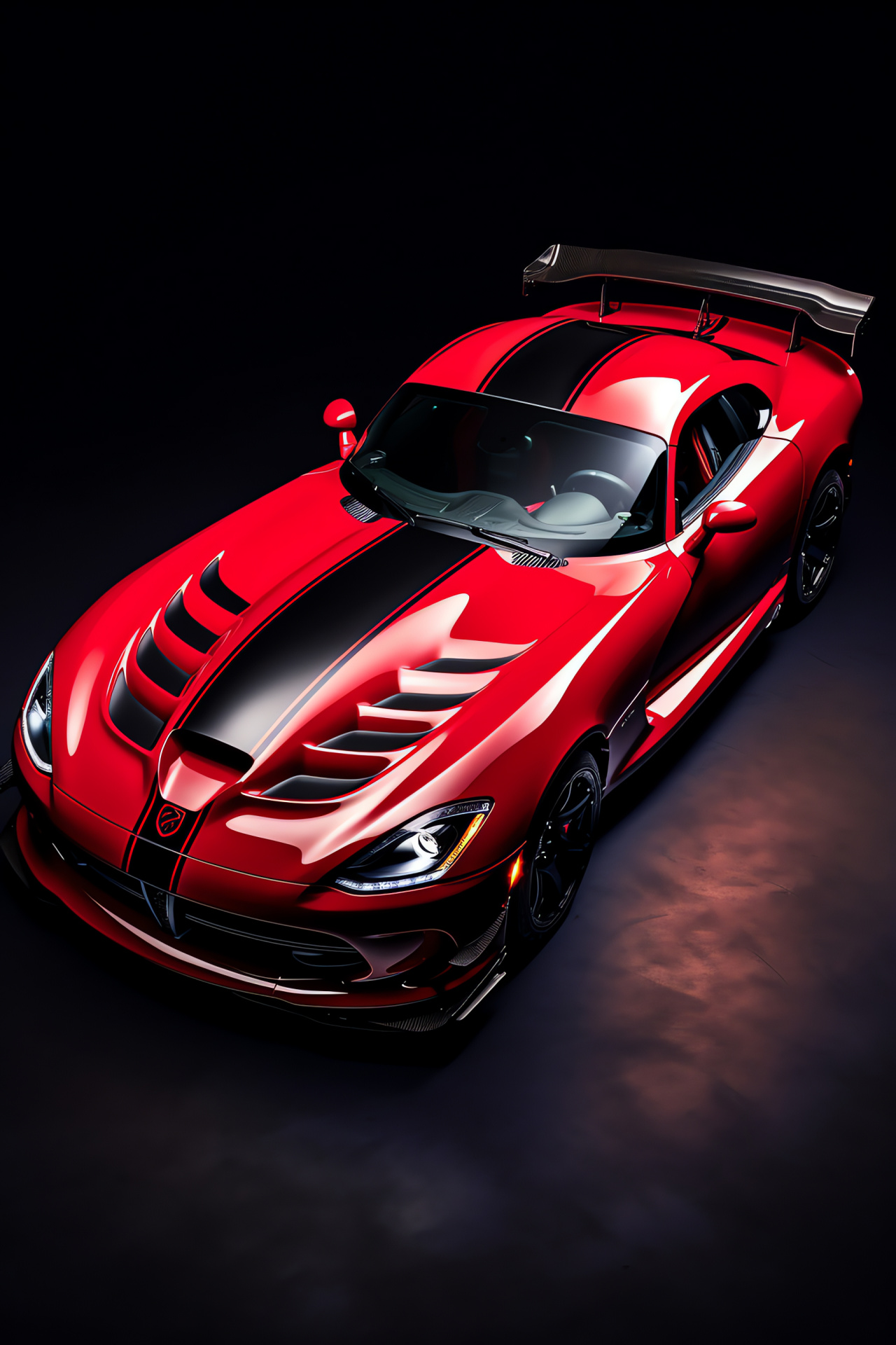 Viper SRT-10 ACR-X Voodoo, racer's stance, dark voodoo aesthetic, track monster, red racing backdrop, HD Phone Image