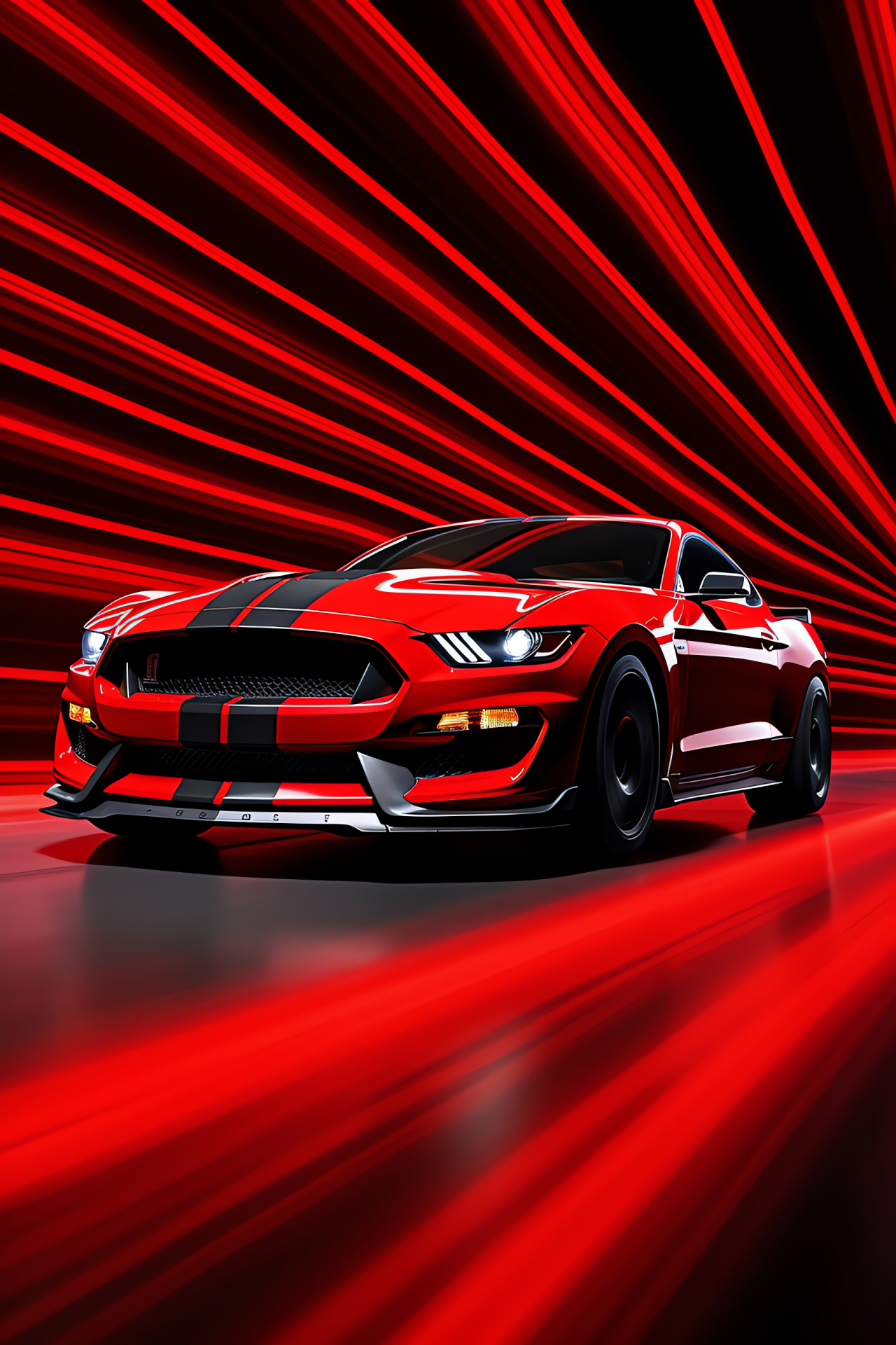 2016 Shelby GT350R, Radiant design, Racing inspired graphics, Red color dominance, Track-focused vehicle, HD Phone Image