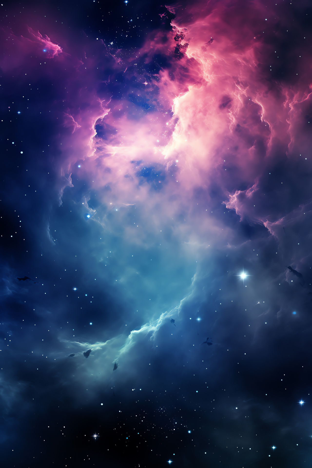 High clarity cosmos, Space marvels, Elevation perspective, Star-forming region, Spiraling gases, HD Phone Image