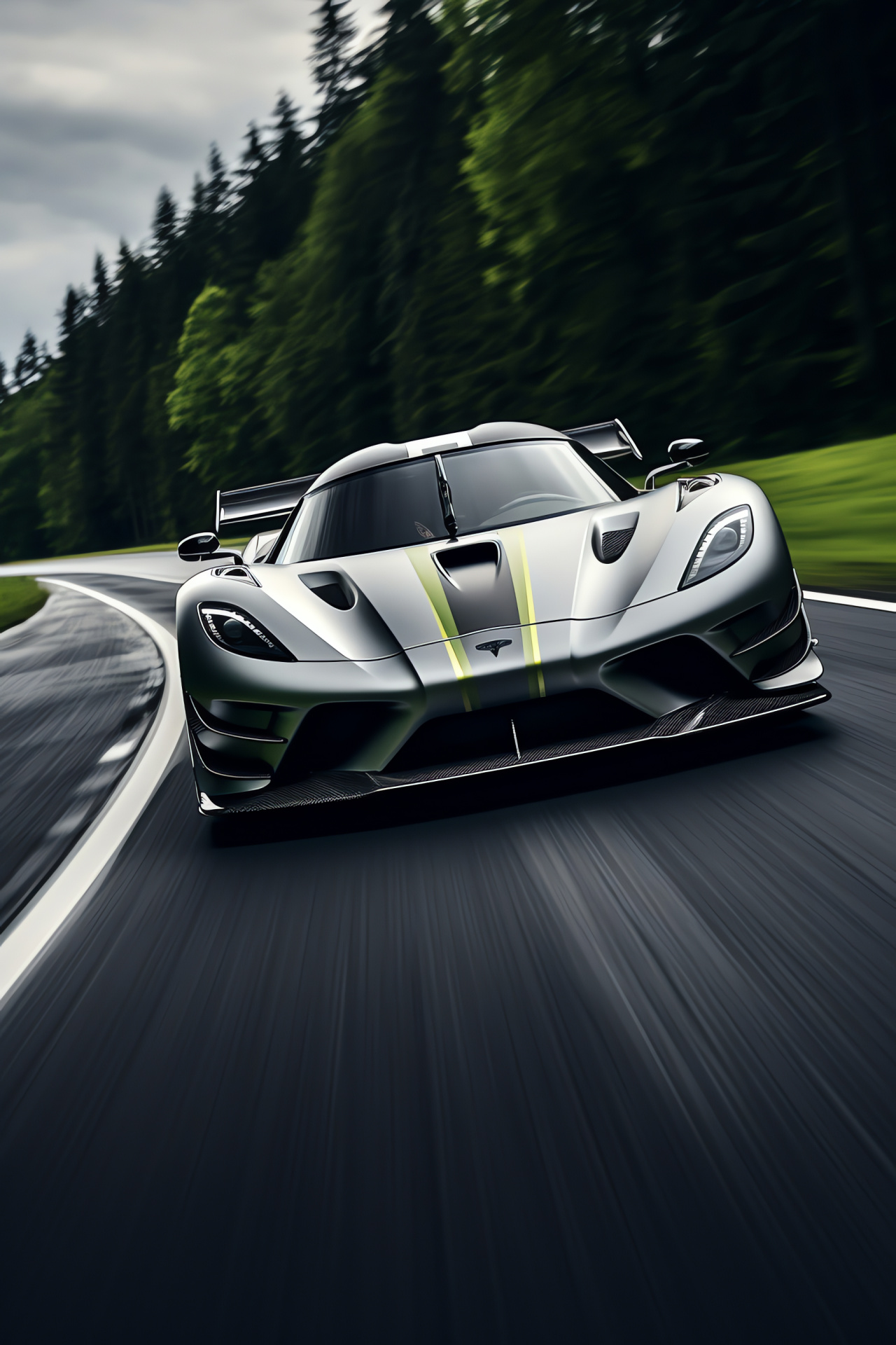 Koenigsegg Jesko speed, German highway, Blurred motion, Silver shine, Auto innovation, HD Phone Image