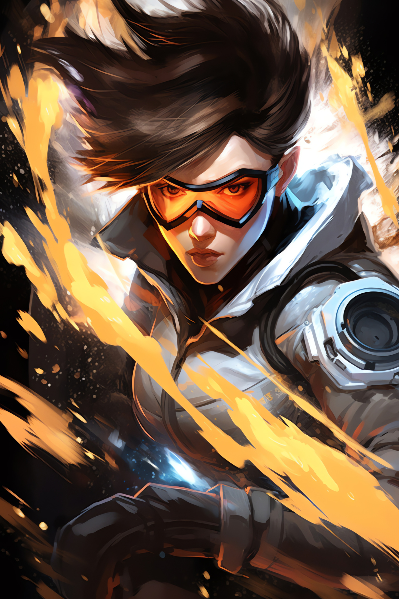 Tracer, Action-packed heroism, Overwatch elite, Time-disrupting skill, Overwatch battle scene, HD Phone Image