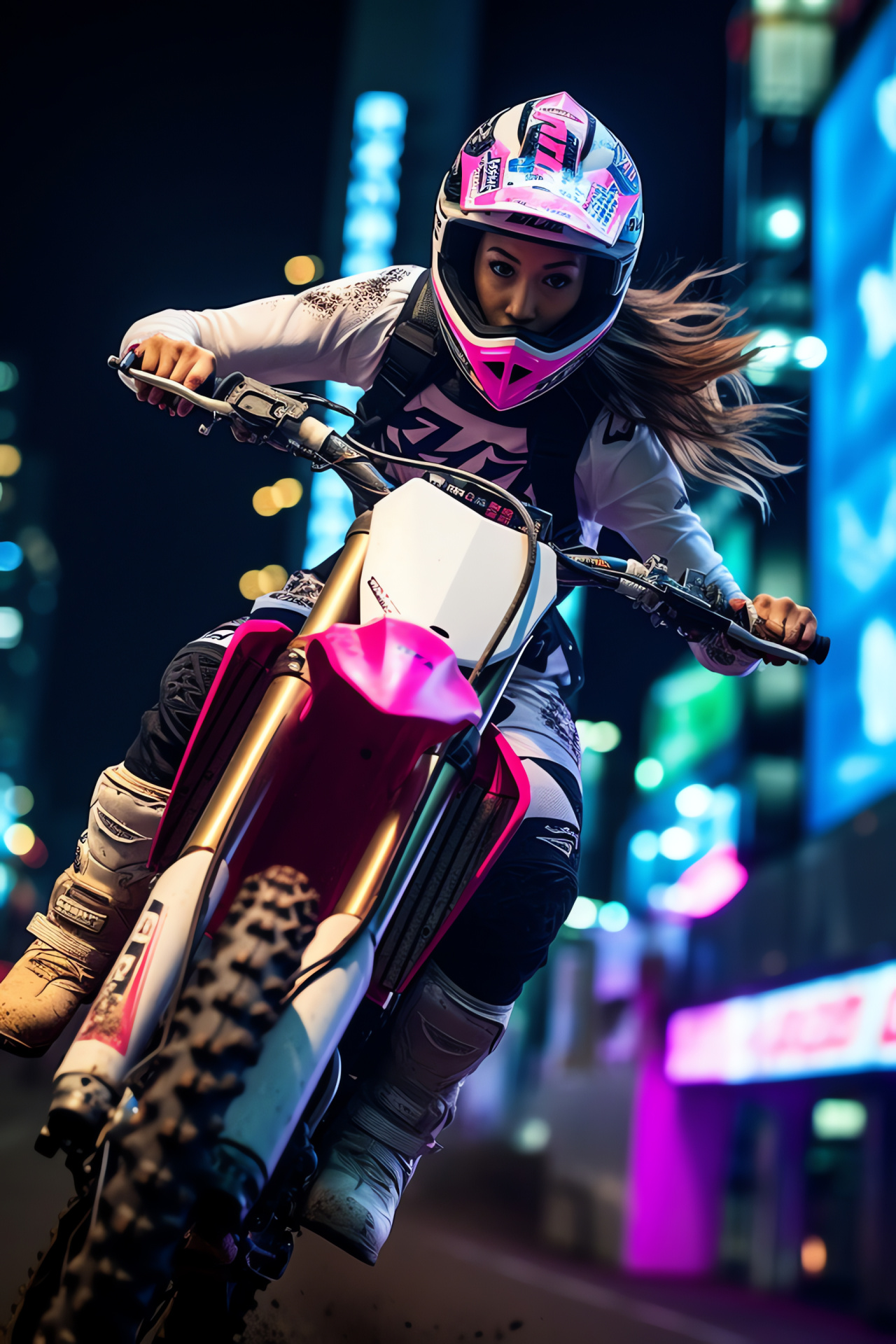 Tokyo motocross event, City circuit race, Tall buildings backdrop, Electric night scene, Urban thrill, HD Phone Wallpaper