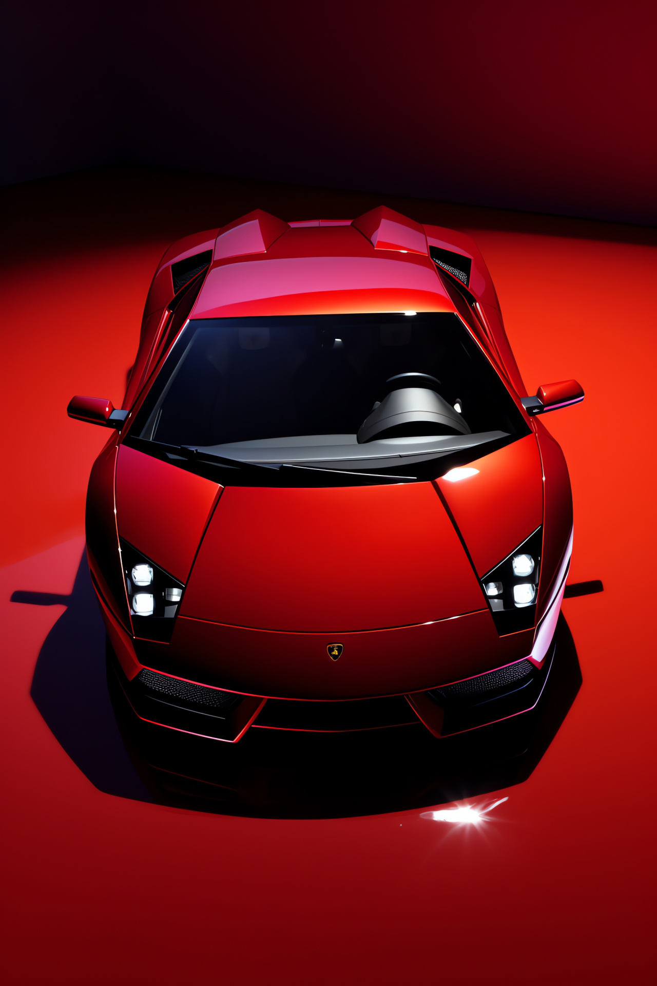 Murcielago red canvas, Elevated car perspective, Design line focus, Muscle car essence, Sculptural detailing, HD Phone Image