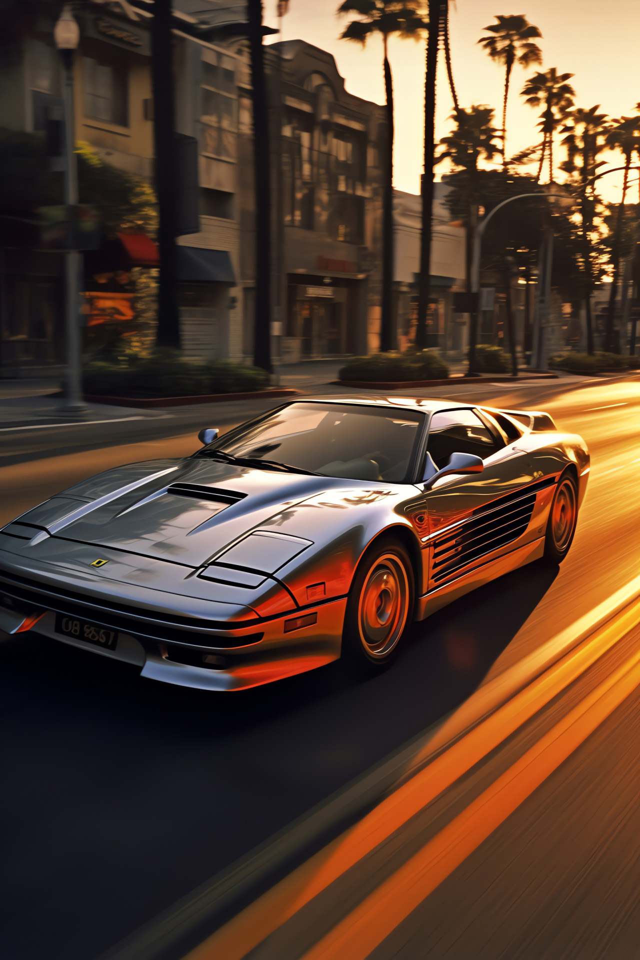 Testarossa in Los Angeles, Exotic car cruising, Sunset escapade, V12 engine sound, Stylish presence, HD Phone Wallpaper