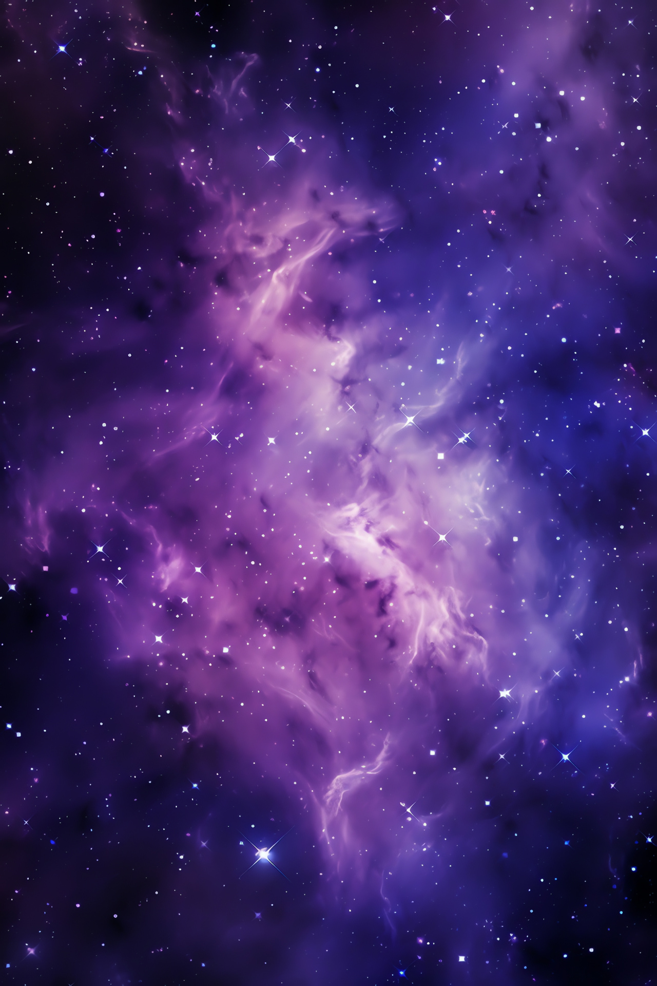 Purple cosmos, Astral glow, Nebulous landscape, Constellation cluster, Milky Way galaxy, HD Phone Image