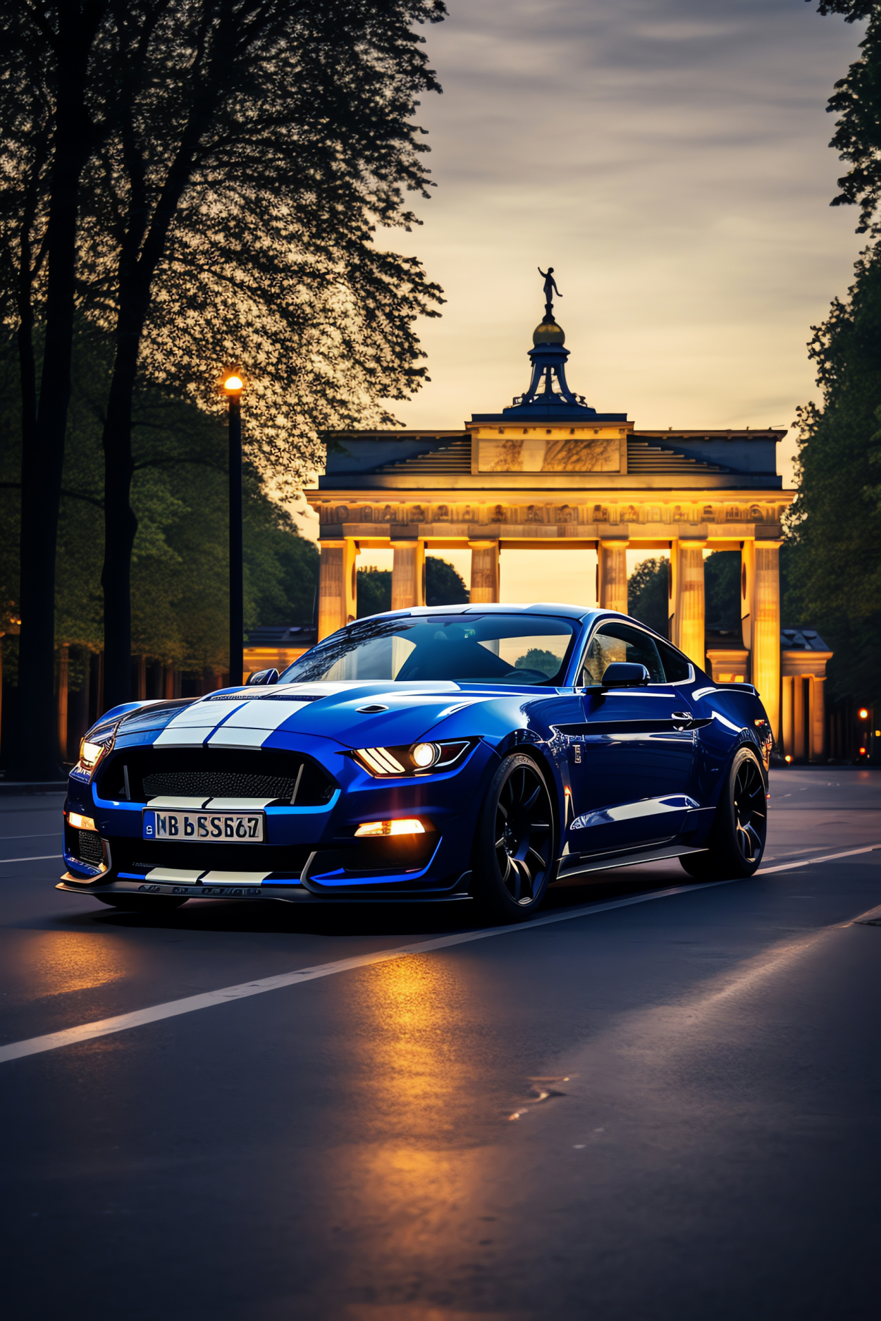 Ford Mustang GT350, Berlin streets, German engineering, Icon cars, European landmarks, HD Phone Image