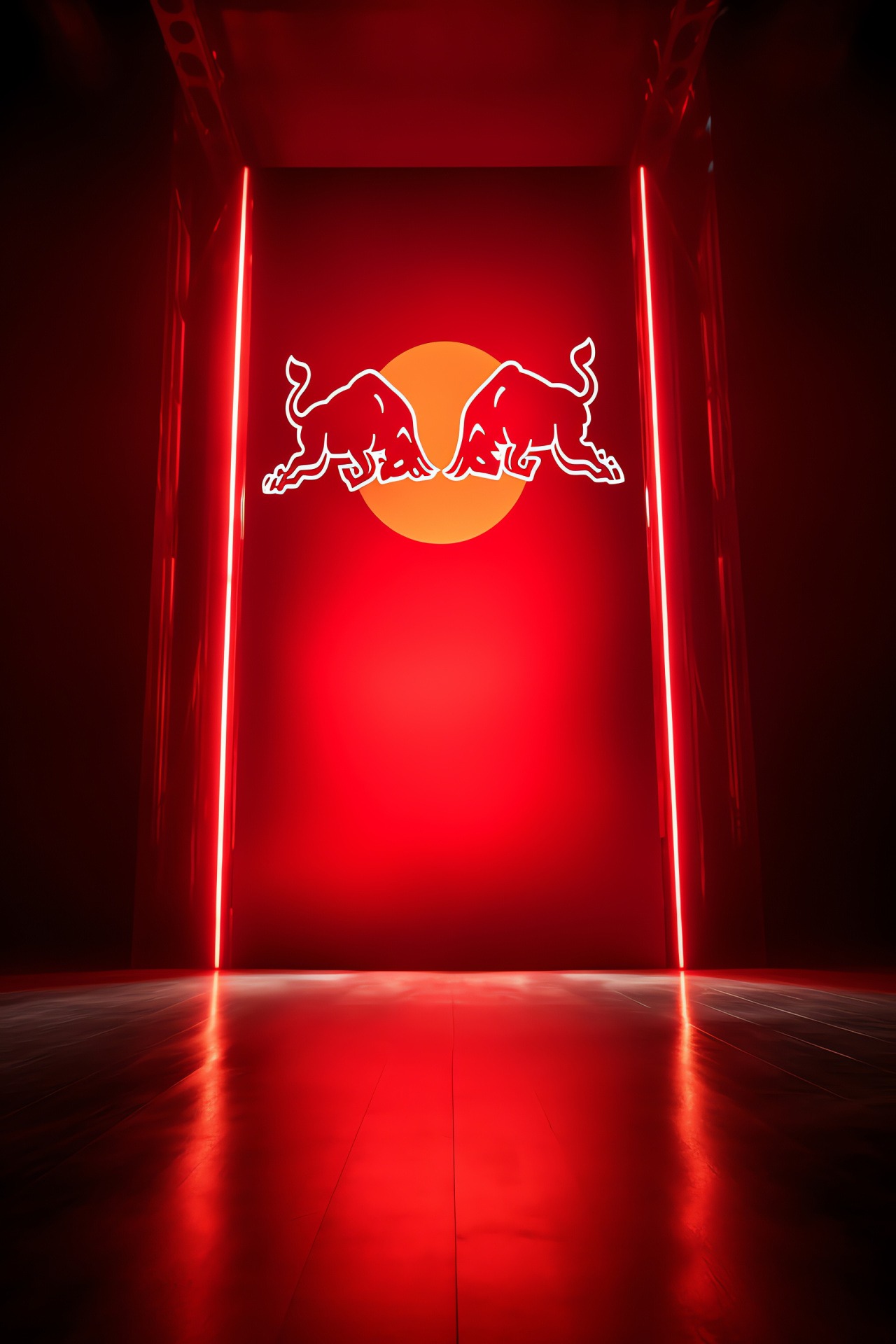 Red Bull signature can, Charging animal logo, Brand mascot, Energy drink symbolism, Bold advertisement, HD Phone Image