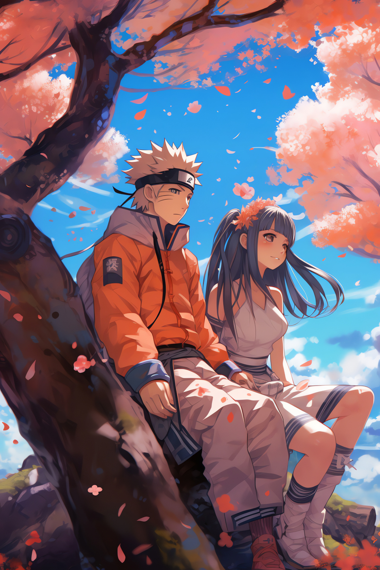 Naruto and Hinata, Ninja couple, Romantic moment, Hyuga clan, Byakugan princess, HD Phone Wallpaper