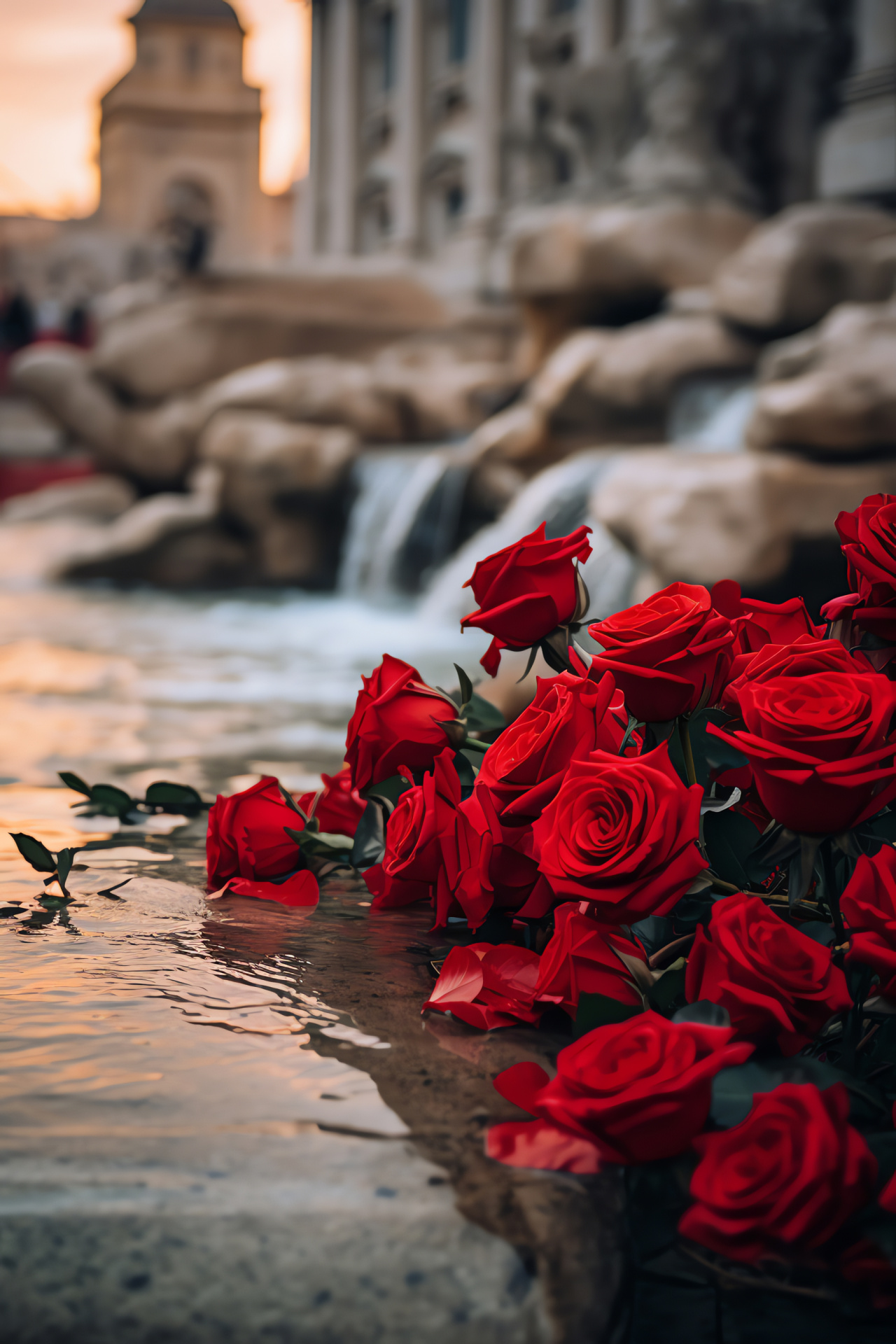 Valentinian holiday splendor, Rome's historic landmark, Lovers' roses, Italian capital, Treasured monument, HD Phone Wallpaper