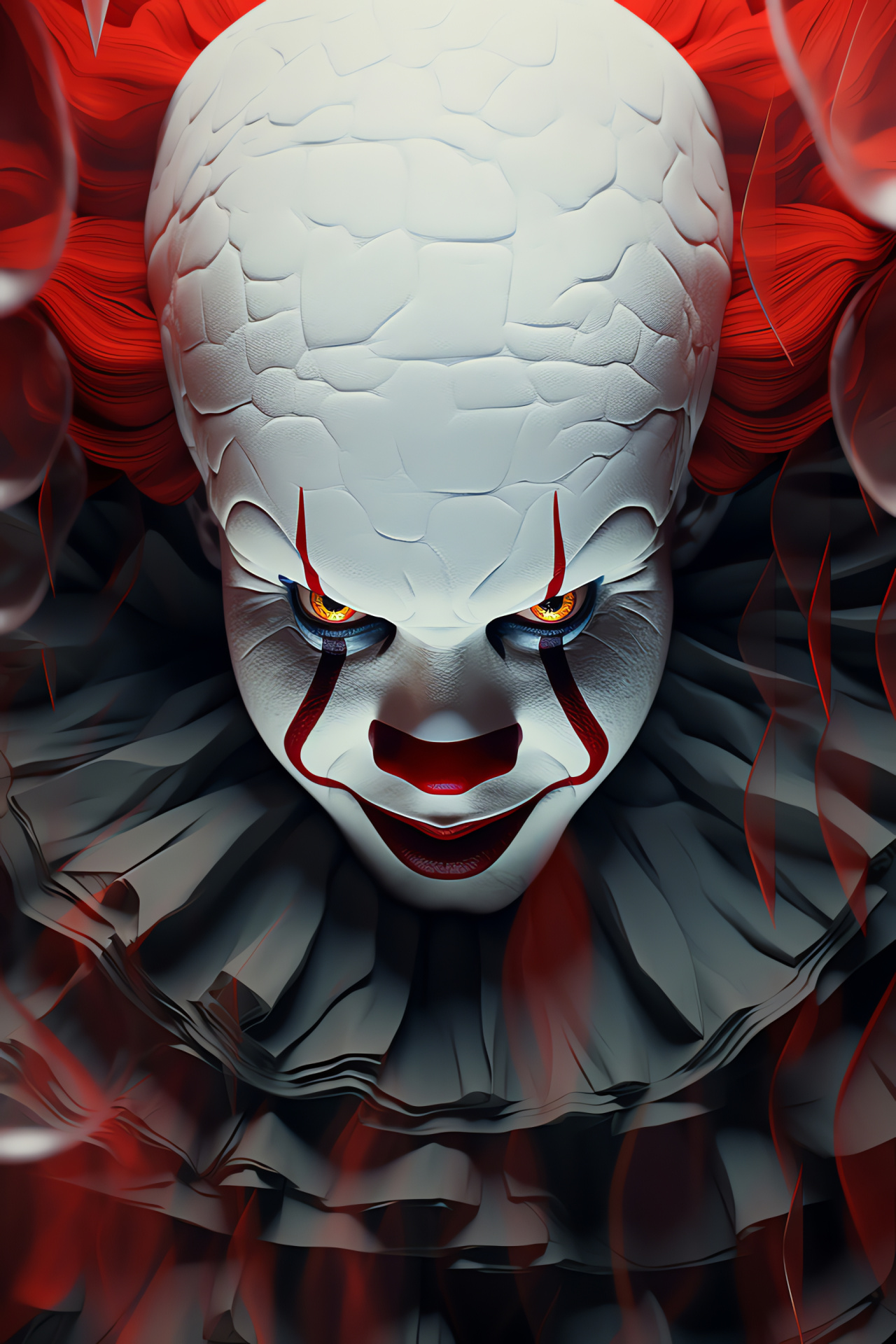 Pennywise The Clown, floating sphere, elaborate designs, haunting visage, malevolent smile, HD Phone Image