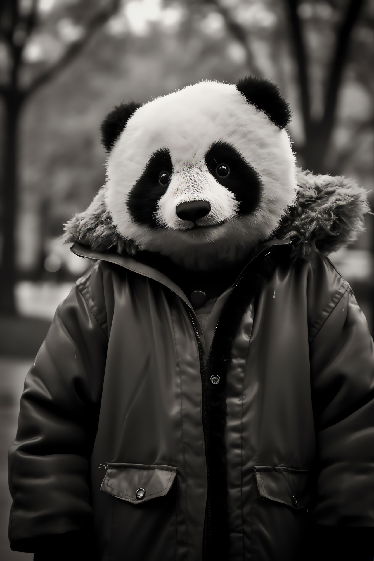Friendly panda demeanor, Xinjiang wildlife, Urban green space, Endearing bear, Black and white fur, HD Phone Wallpaper
