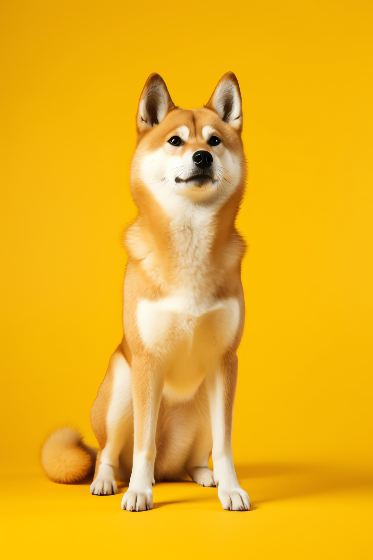 Shiba Inu portrait, Sesame fur, Pure backdrop, Small paws, Canine beauty, HD Phone Image