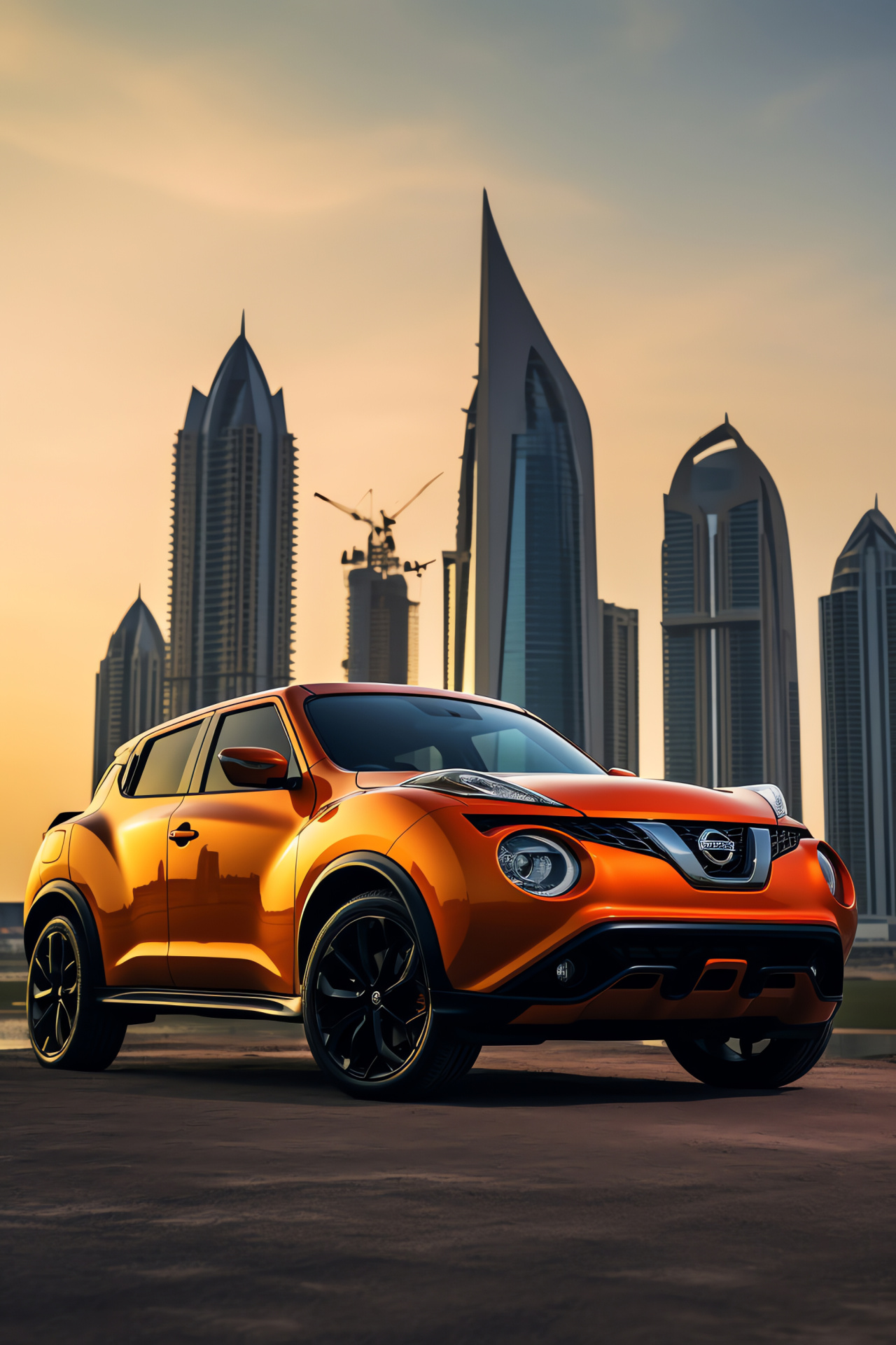 High-performance Nismo, Nismo Juke-R model, UAE luxury, Sporty aesthetics, Dubai skyline, HD Phone Image