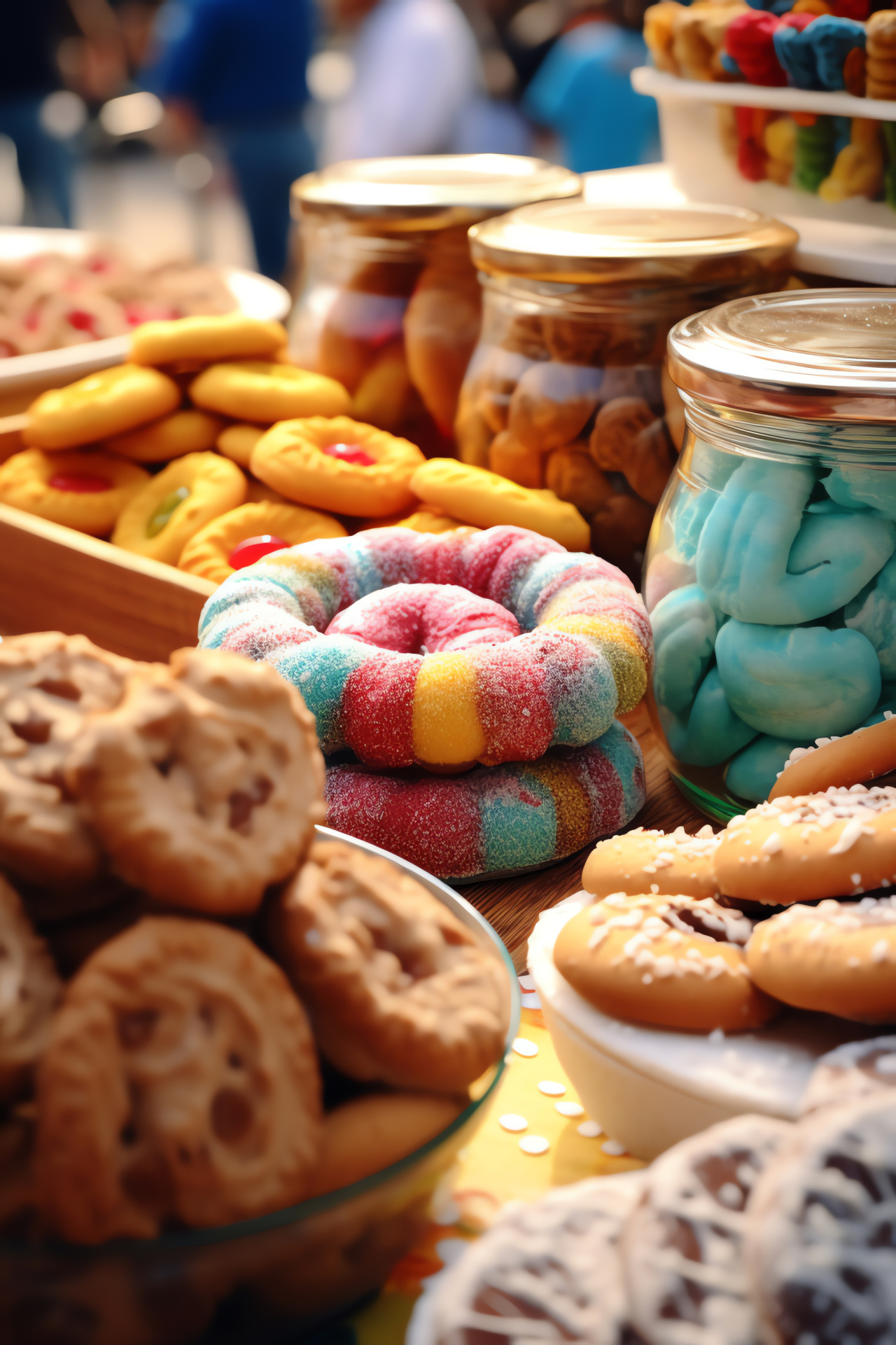 Farmer's market display, Confectionery delights, Artisanal baked goods, Preserved flavors, Attractive food stall, HD Phone Wallpaper