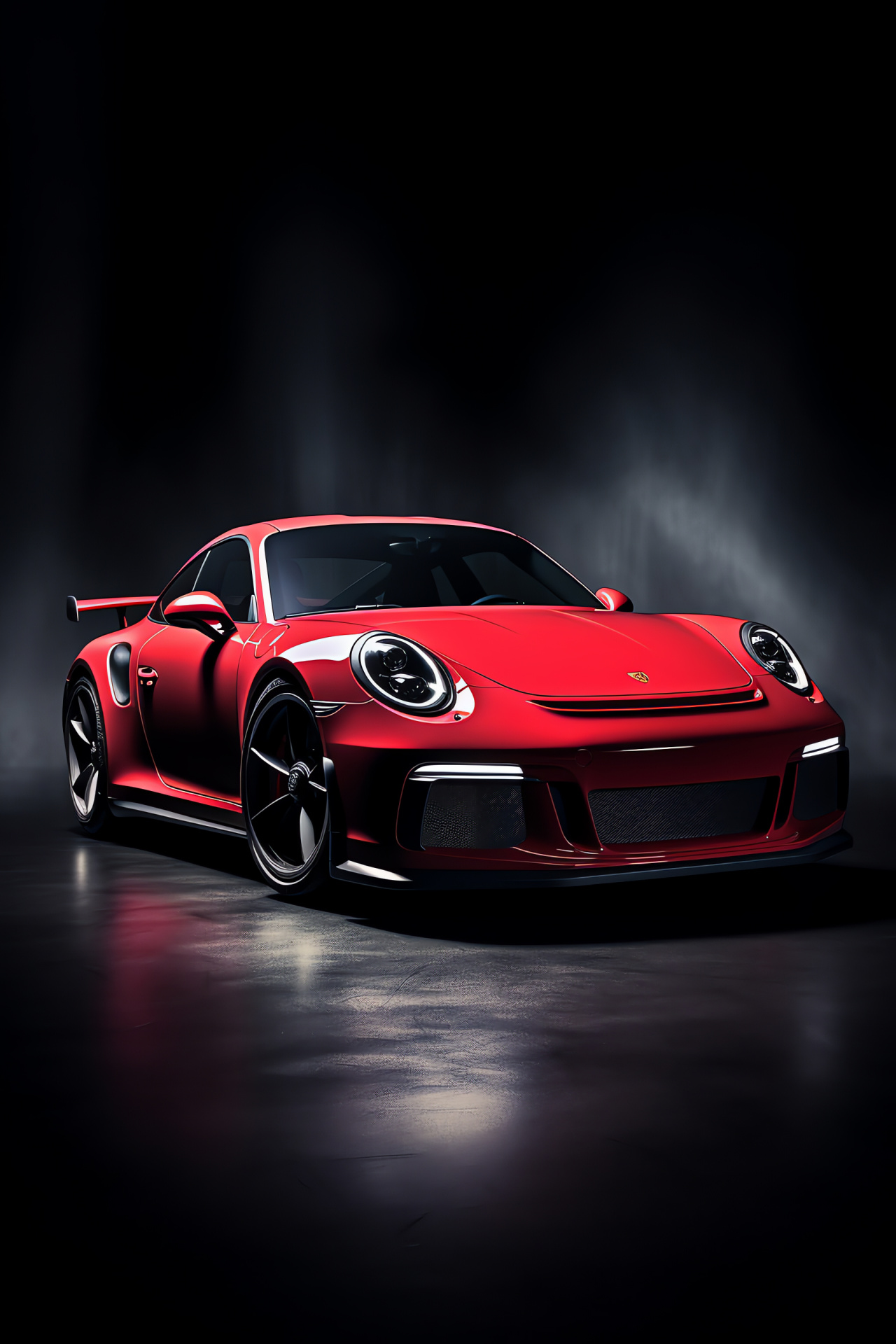 Porsche 911 GT3, Red sports car, Top-down perspective, Dynamic design, Automotive photography, HD Phone Wallpaper