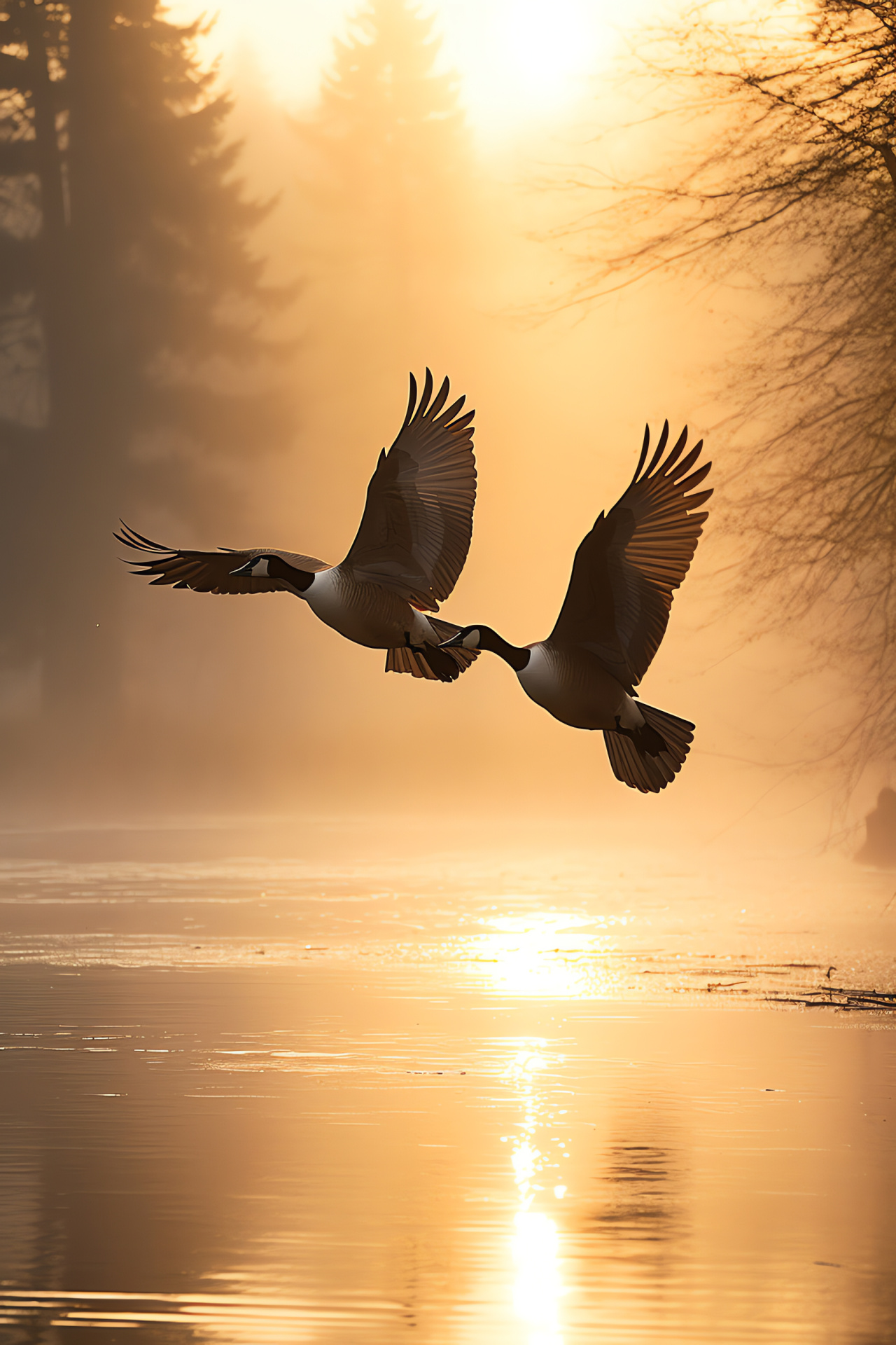 Canadian geese, migratory birds, wetland habitat, avian species, waterfowl family, HD Phone Image