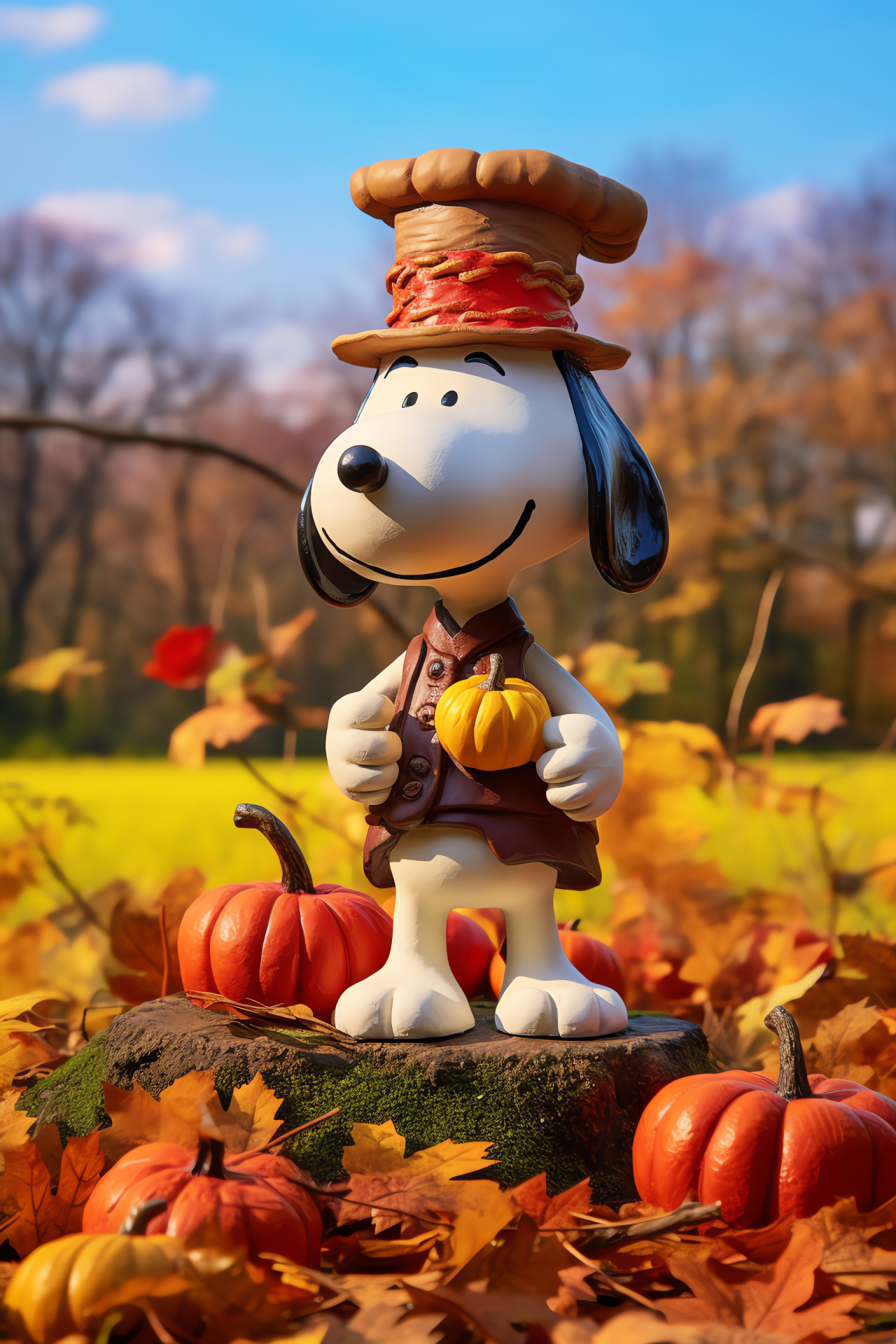 Snoopy Woodstock characters, Autumn holiday, Festive meadow, Thanksgiving illustration, Peanuts comic, HD Phone Wallpaper