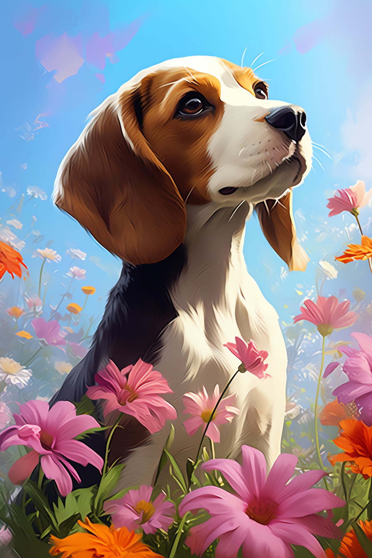 Beagle puppy sniffing, Keen scent hound, Tri-colored inquisitive pup, Gentle pet exploring, Young dog with lively demeanor, HD Phone Wallpaper