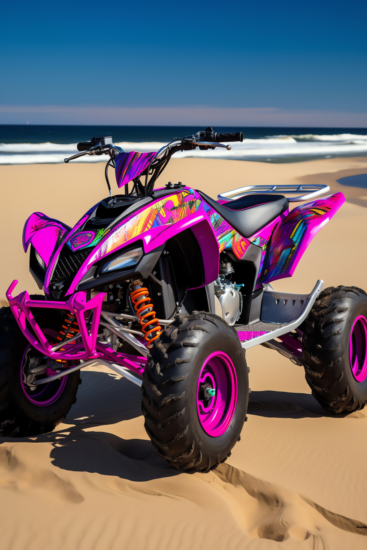 Raptor 700SE, Glamis Sand Dunes, All-Terrain Vehicle, Neon Customization, Off-road Motorsport, HD Phone Wallpaper