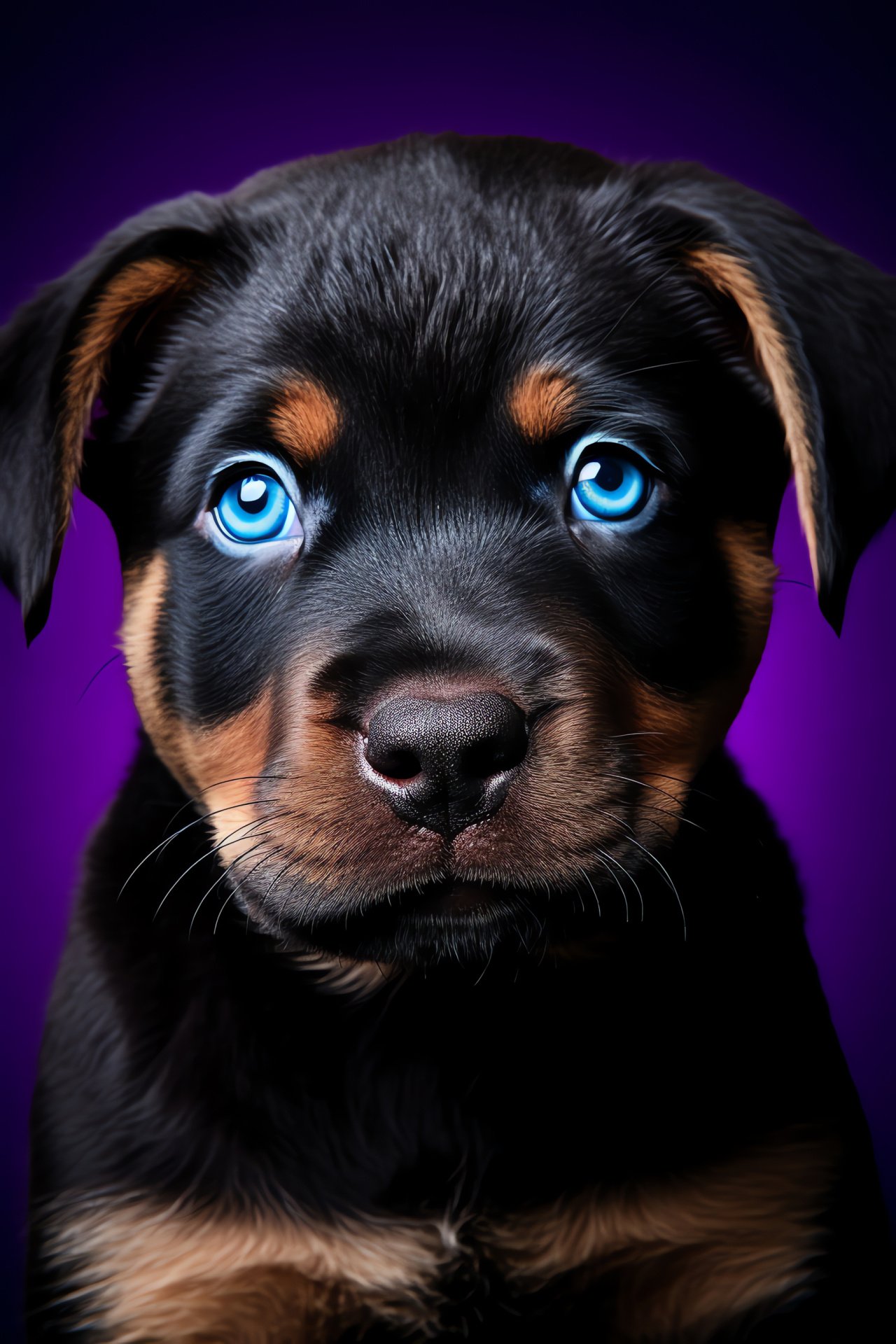 Rottweiler Puppy gaze, Intense blue eyes, Canine features, Expressive face, Young Rottweiler, HD Phone Image