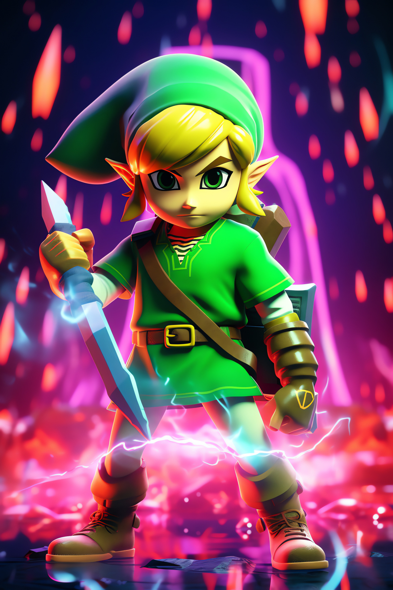 Toon Link, Hero with bow, Timeless character, Piercing sapphire eyes, Wind Waker ensemble, HD Phone Image