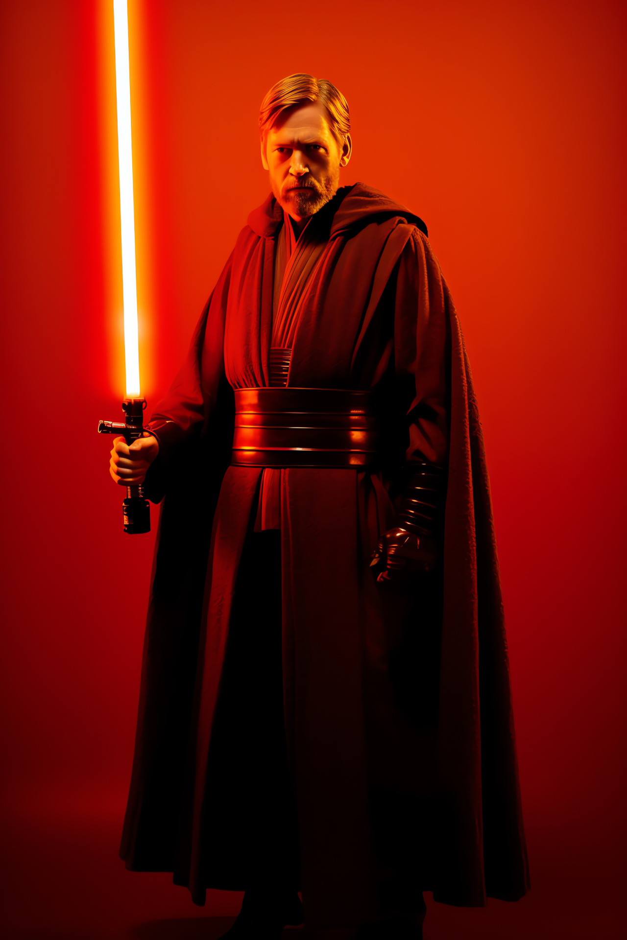 Obi Wan Kenobi, The Force practitioner, Jedi archive, crimson ambience, contemplative mood, HD Phone Image