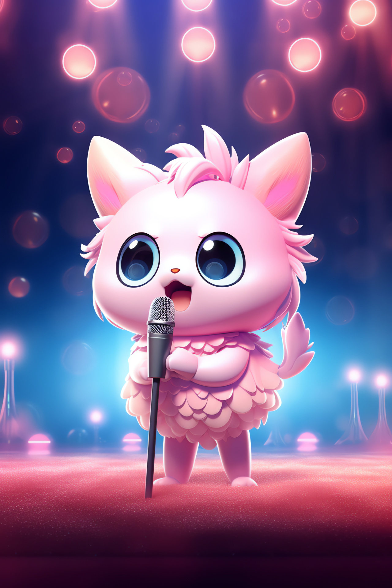 Jigglypuff performance, Pop Star Pokmon, melodious battle, fairy-type aura, luminescent stage, HD Phone Wallpaper