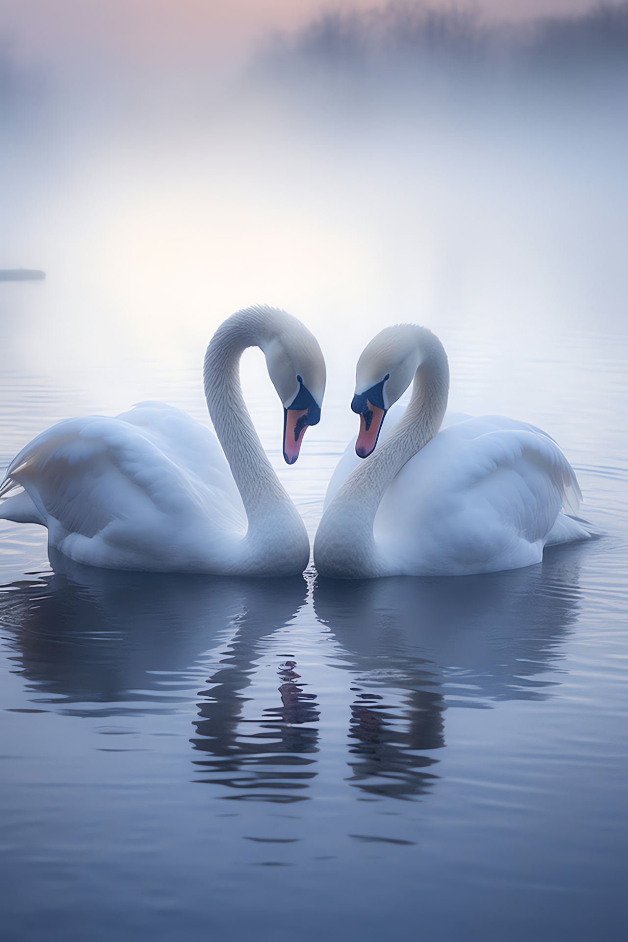 Swans at dusk, Nocturnal beauty, Luminescent feathers, Misty waterscape, Reflections in darkness, HD Phone Wallpaper