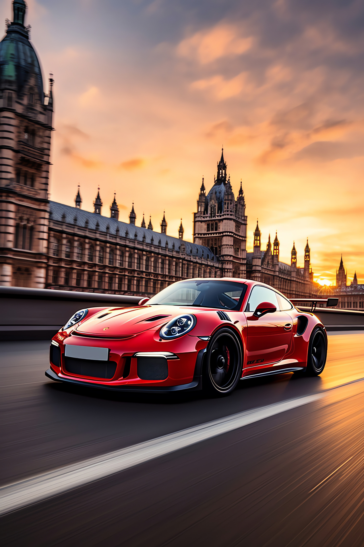 Porsche 911 GT3 Clubsport, Historic British icons, City of Westminster, Speed among sights, Automotive photography, HD Phone Image