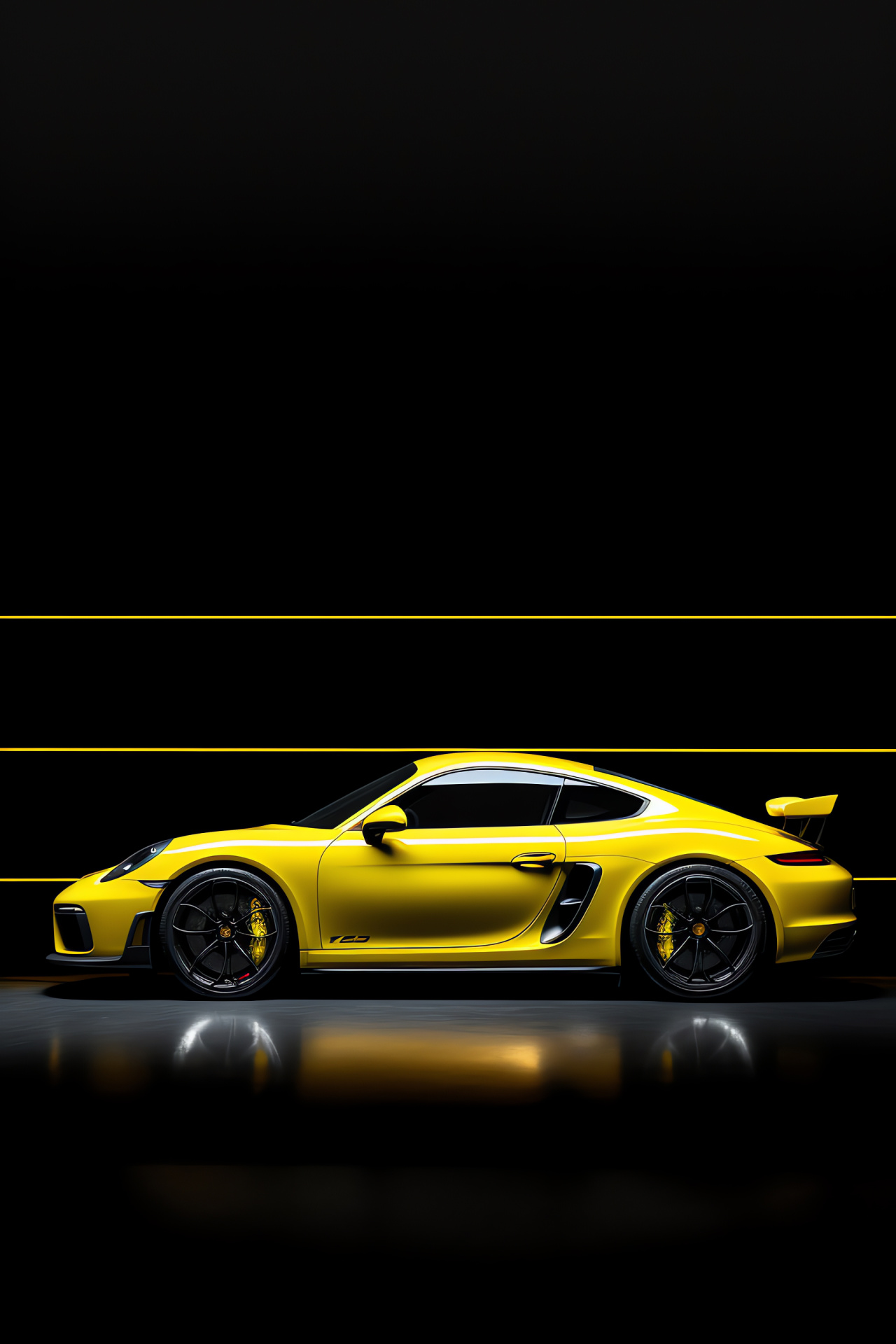 Yellow Porsche Cayman GT4, Sports car presence, Track-inspired vehicle, Dynamic design language, Performance coupe, HD Phone Image