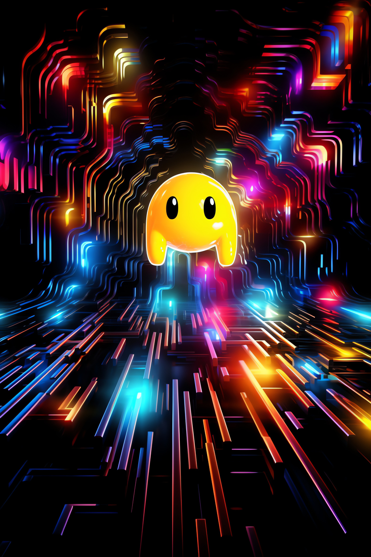 Pacman character eating pellets, Nostalgic arcade game, Classic yellow chomper, Ghost dodging, Video game icon, HD Phone Wallpaper