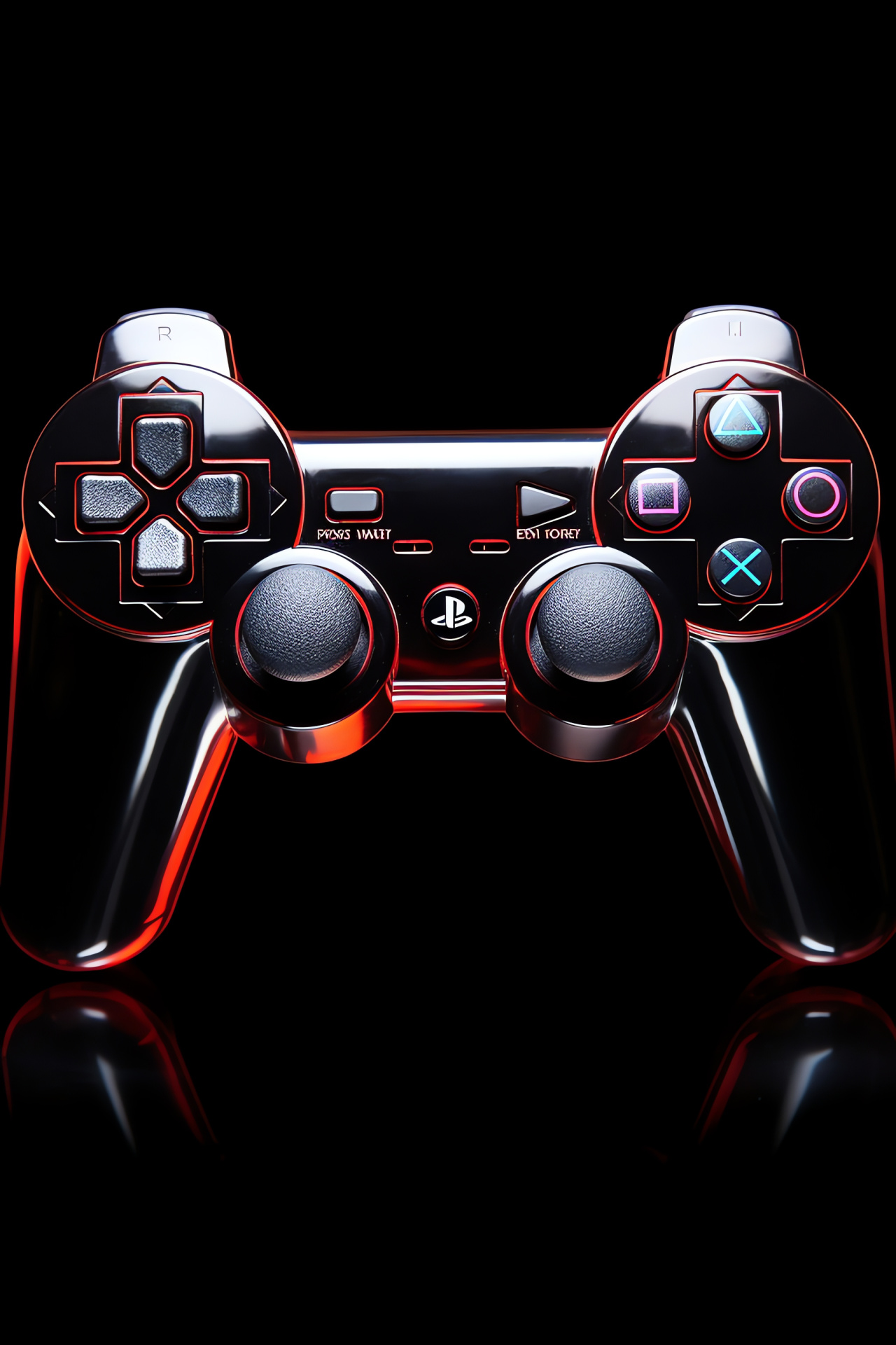 Sleek PS3 Controller, Glossy black finish, Iconic PlayStation buttons, Dual analog control, Handheld device, HD Phone Wallpaper