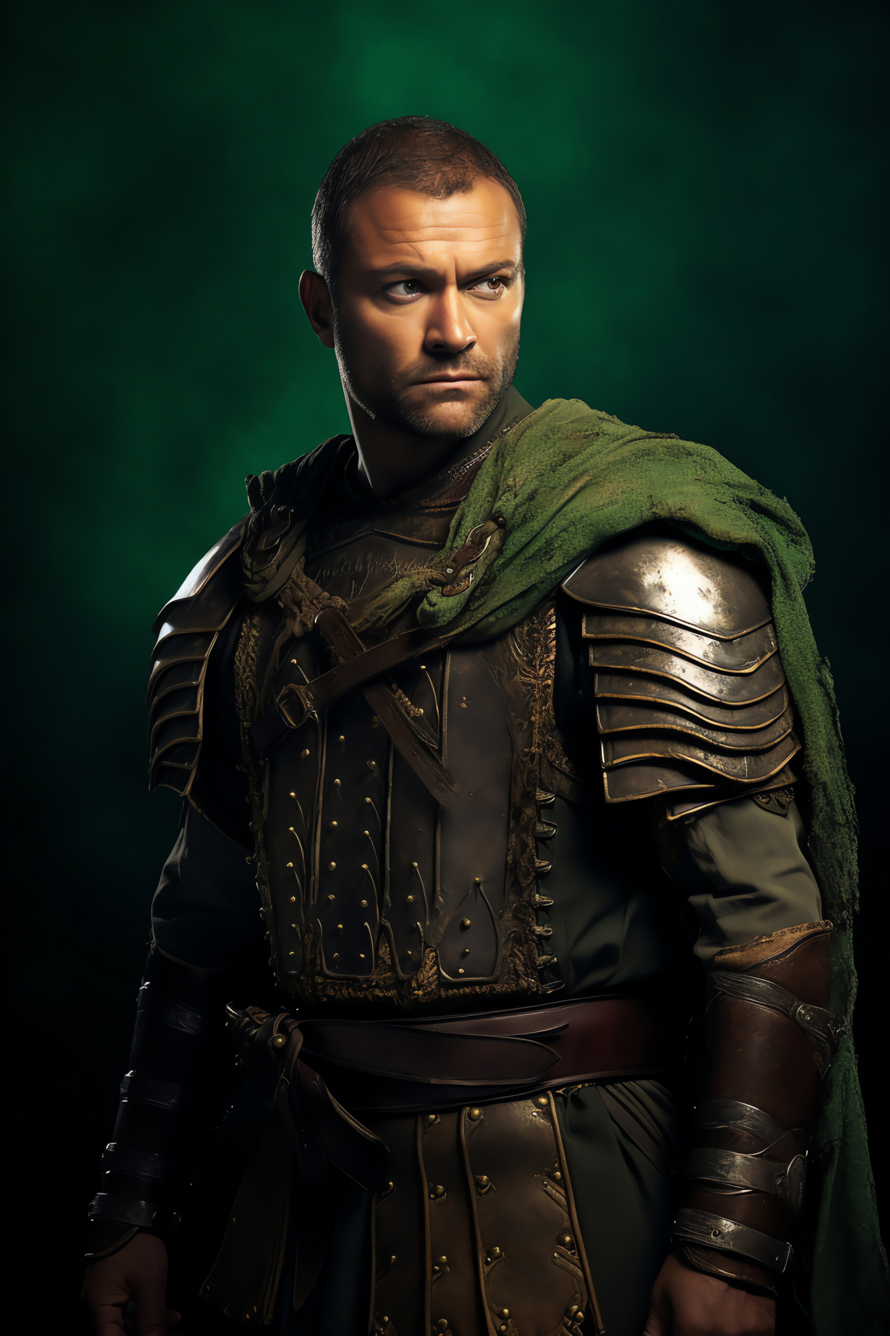 Ashur role, Nick Tarabay, Gladiator pose, Dense series plot, Warrior attire, HD Phone Image