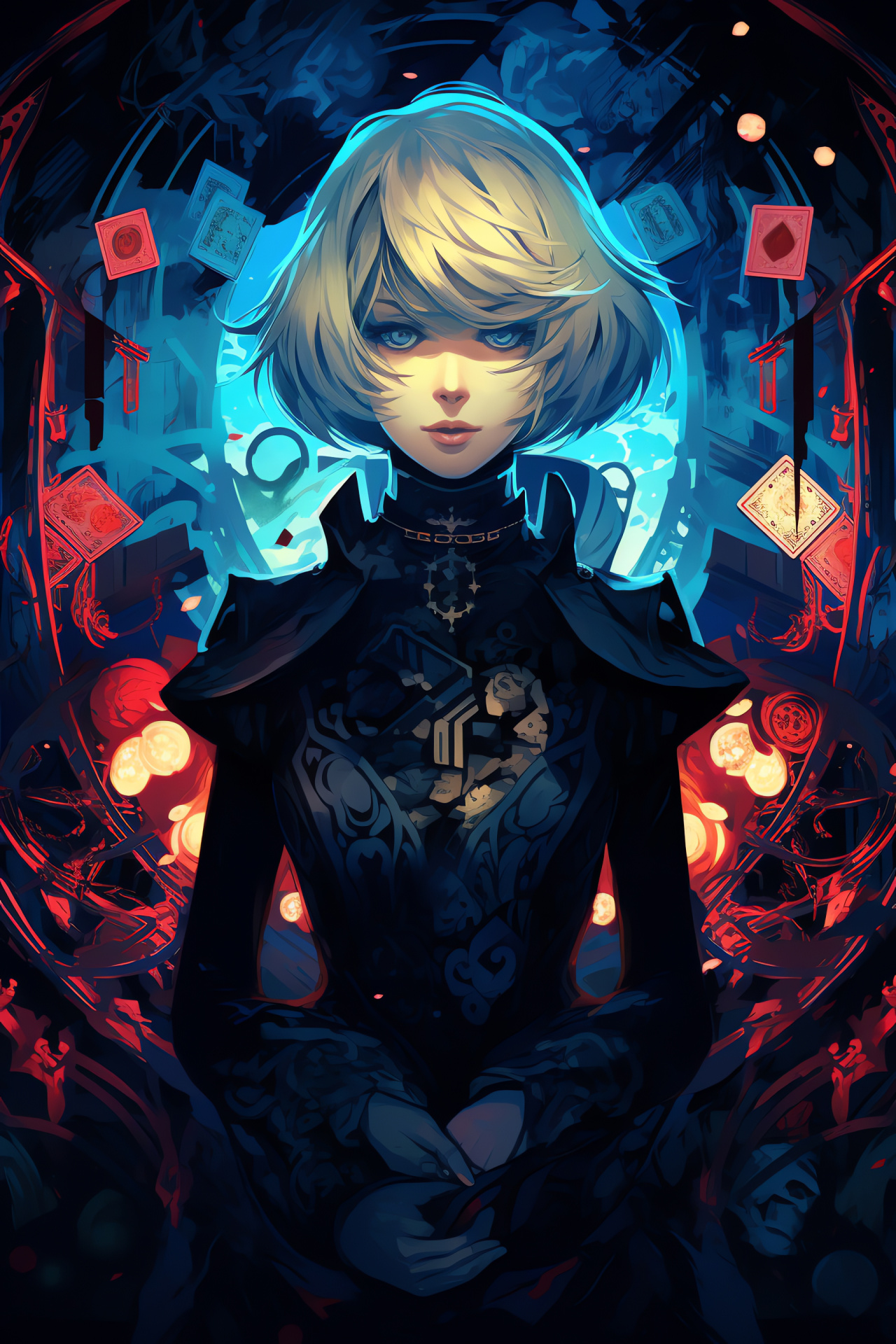 Aigis, Persona 3, Velvet Room guests, Mysterious ambiance, Arcana symbols, HD Phone Wallpaper