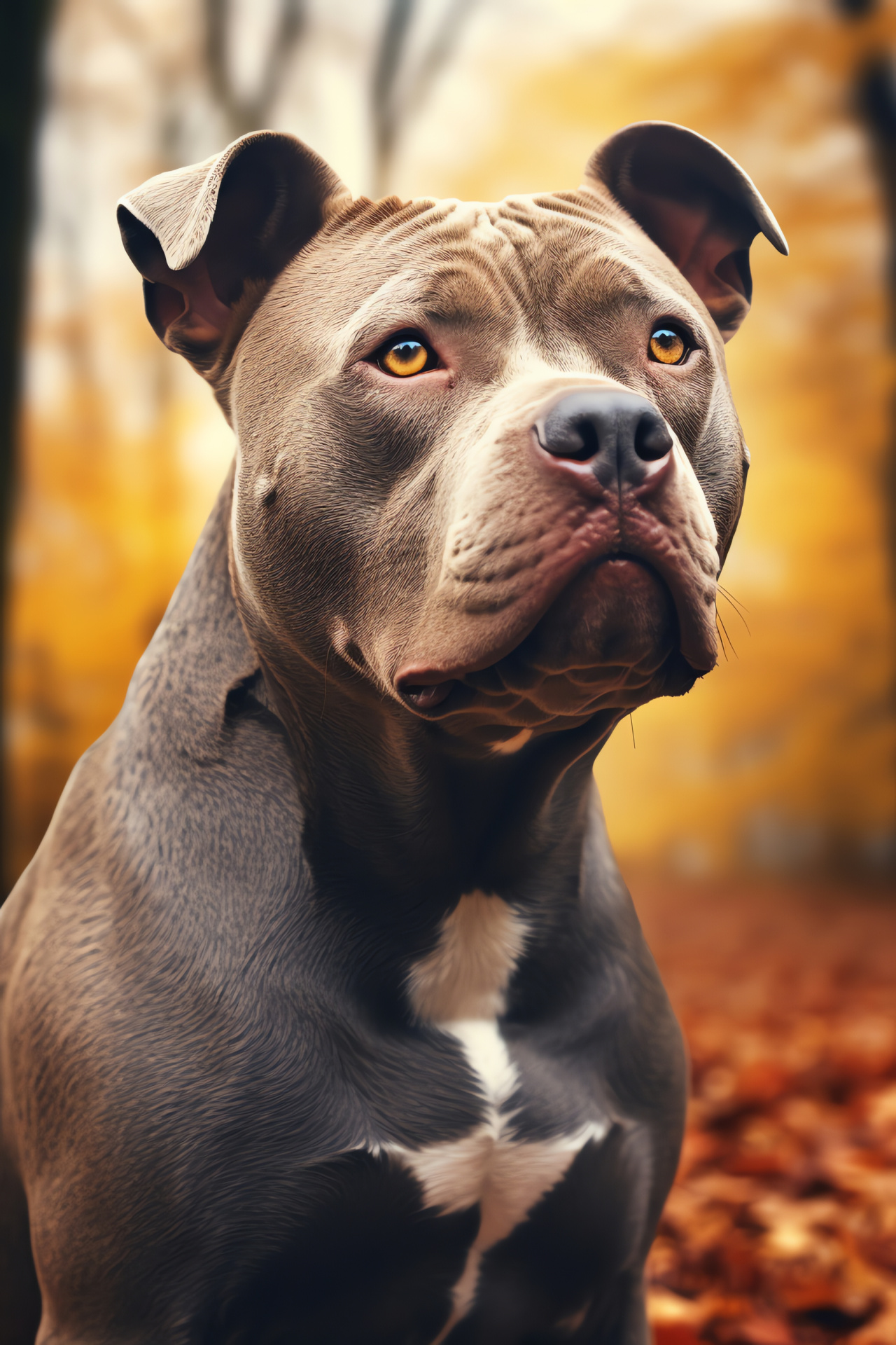 Dog Pit Bull, stalwart guardian, muscular companion, sleek blue-gray coat, tranquil rural setting, HD Phone Wallpaper