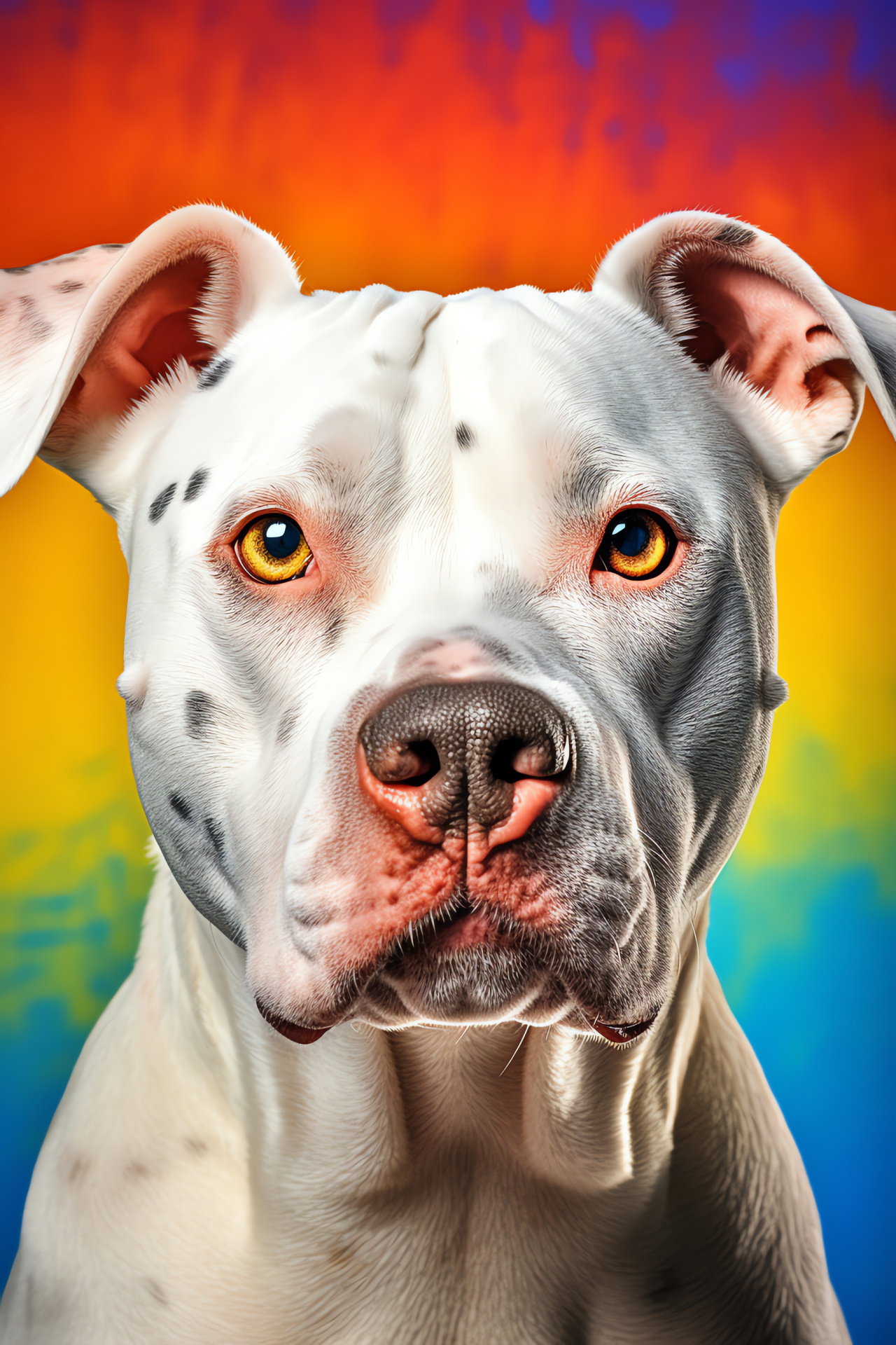 Senior Pit Bull, white coat canine, pet aging, animal close-up, dog diversity, HD Phone Wallpaper