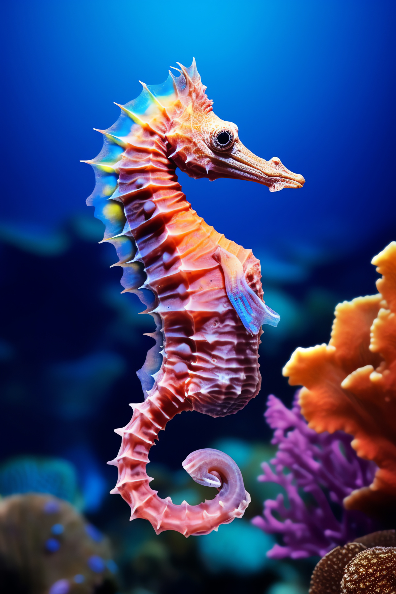 Marine creature, coral reef inhabitant, ornate fish, tropical aquatic life, mesmerizing coloration, HD Phone Wallpaper