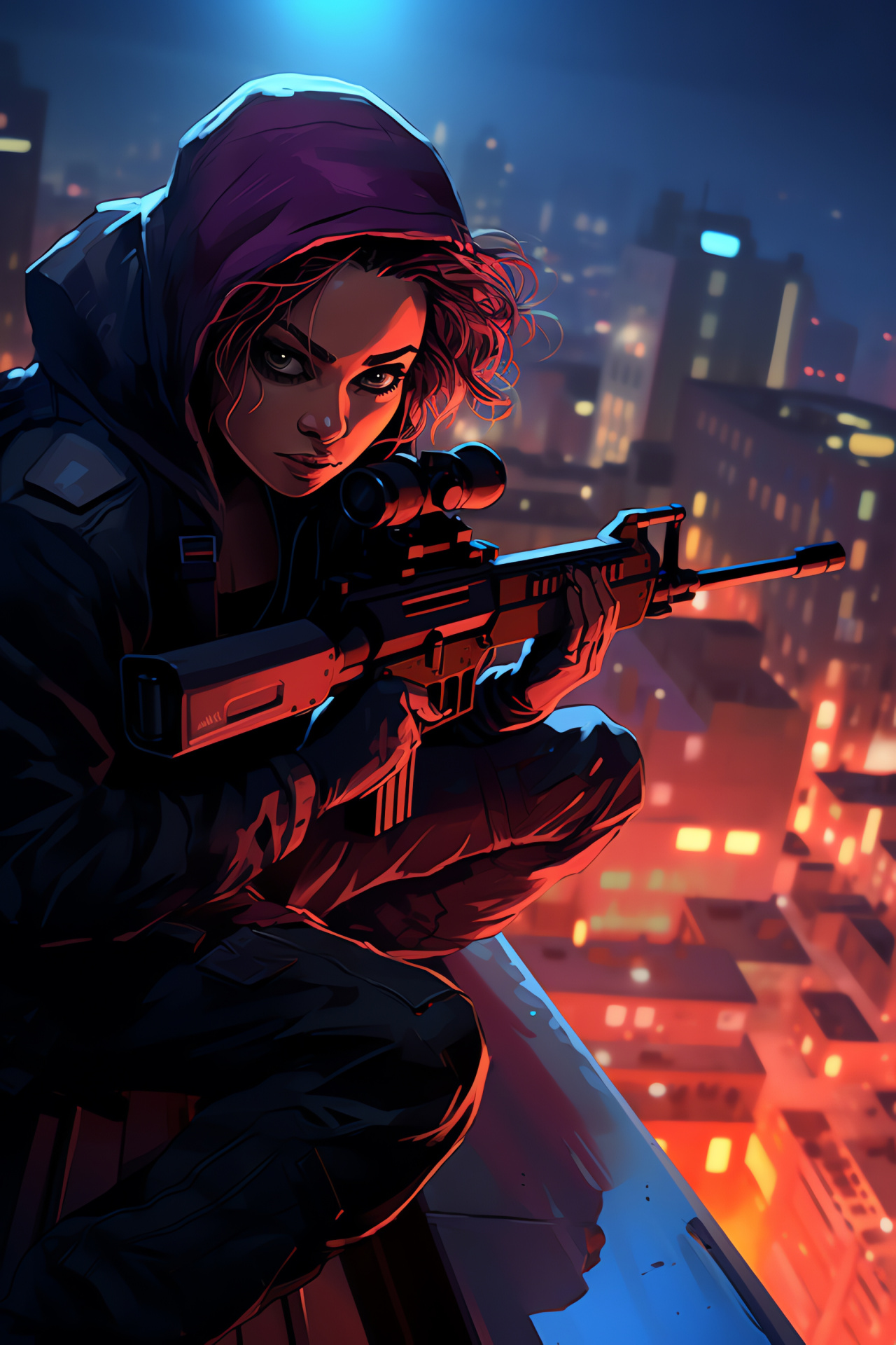 Point Blank avatar, sharpshooter Alicia, precision firearm, skyline vantage, zoom optic, HD Phone Wallpaper
