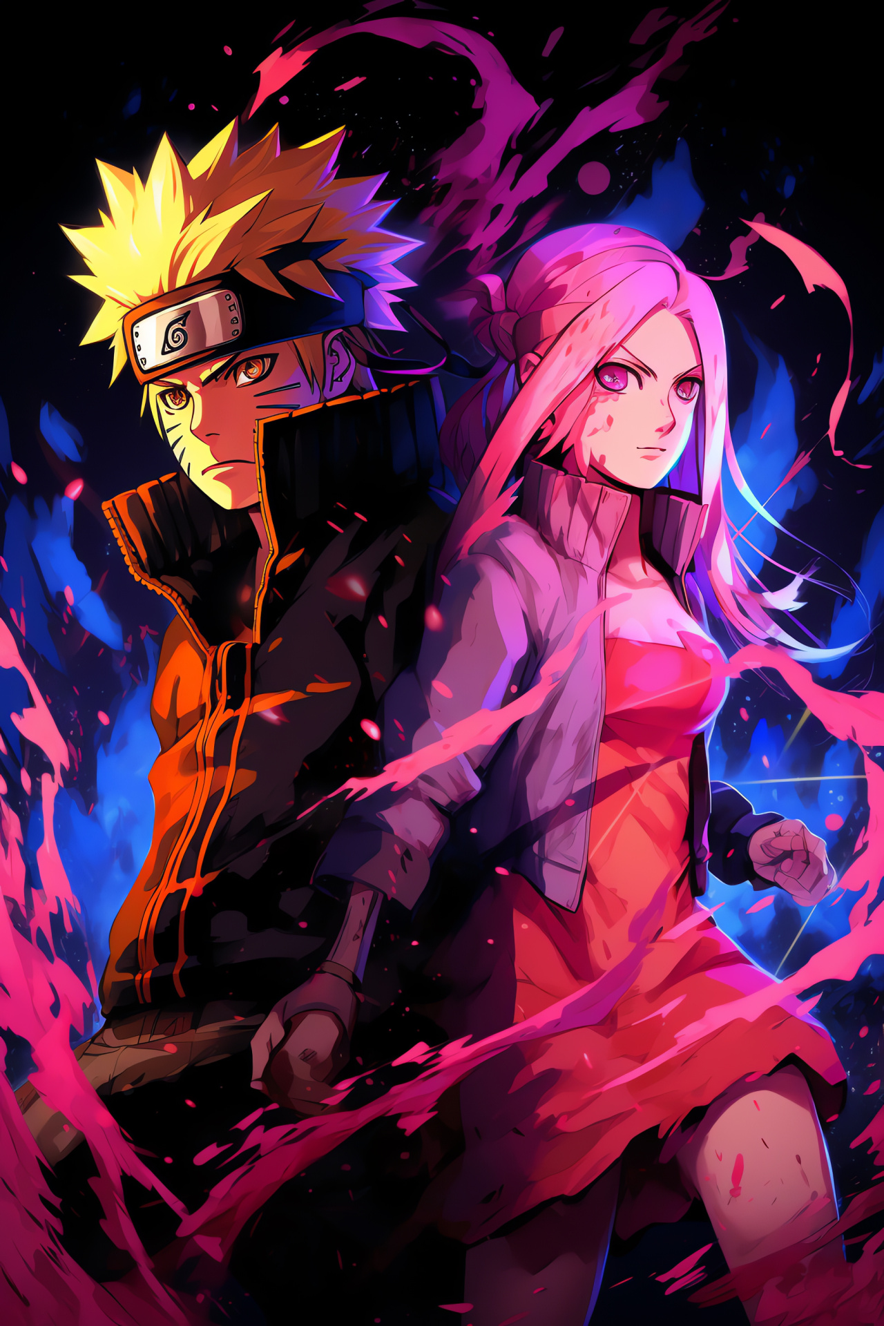 Naruto and Sakura, Chakra punch, Medical ninja, Dynamic move, Teamwork display, HD Phone Wallpaper