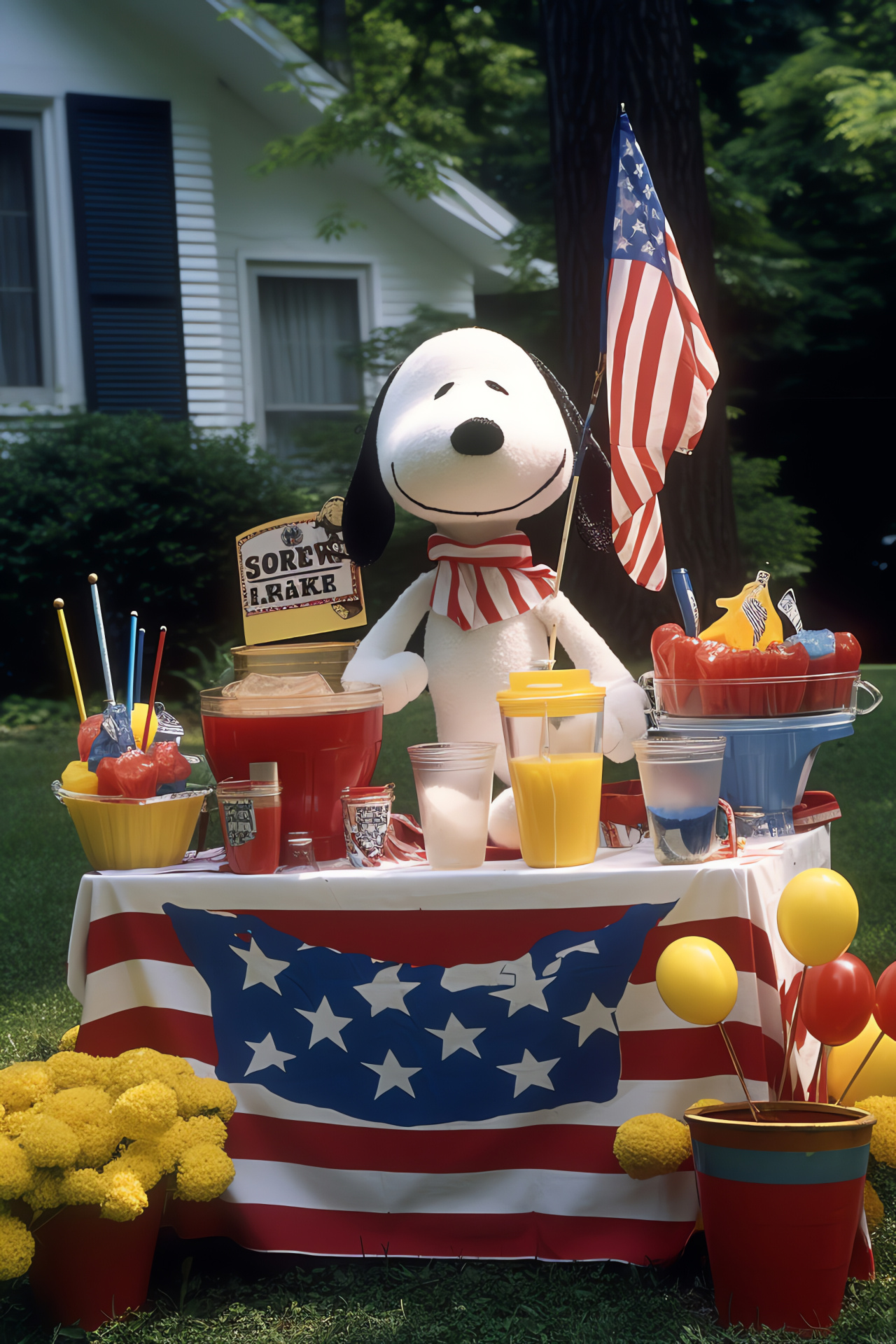 Snoopy dog, Woodstock friend, Fundraising event, July Fourth, Patriotic stand, HD Phone Image