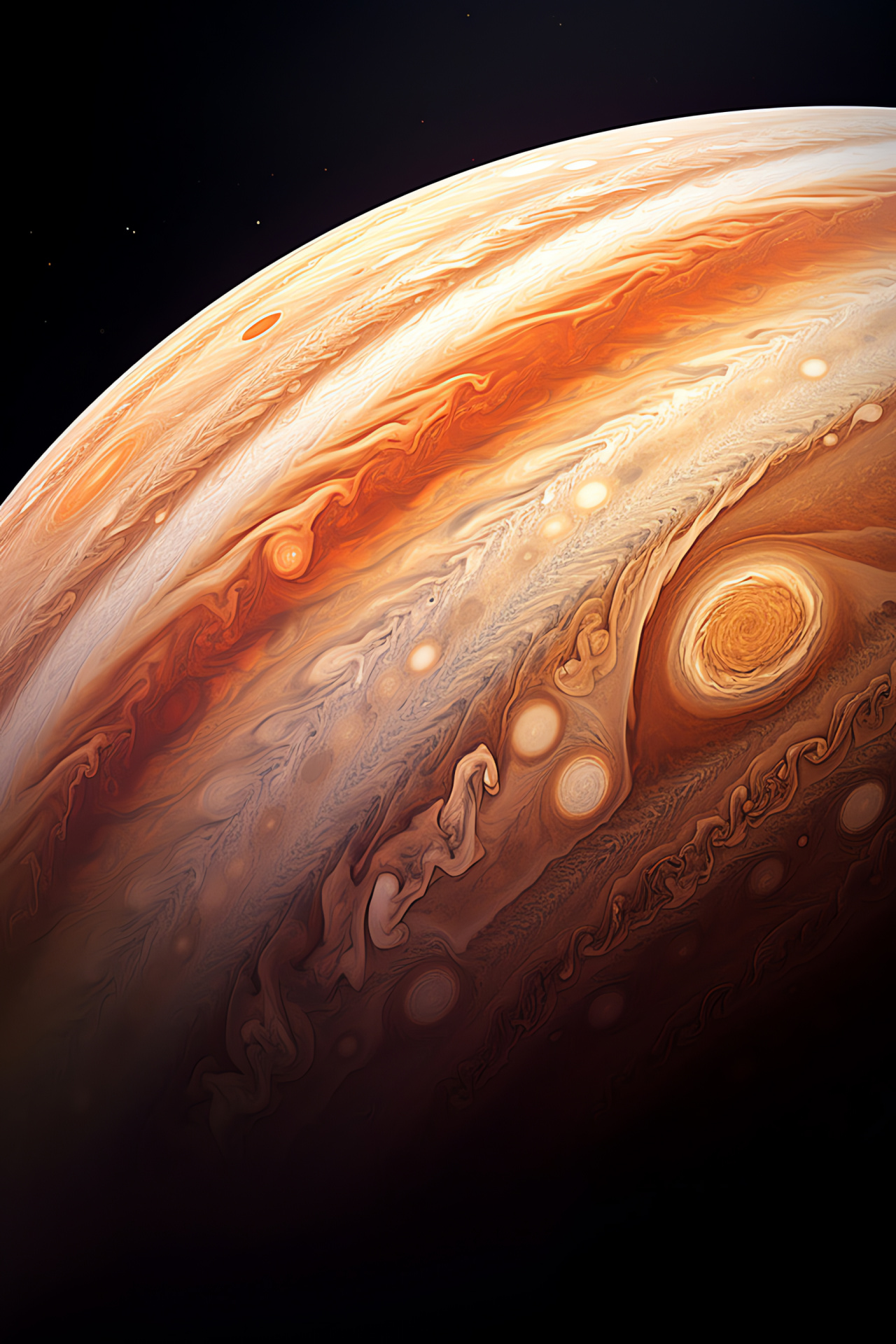 Gas giant vista, Celestial high-res imaging, Planetary detail, Astronomical clouds, Cosmic observation, HD Phone Wallpaper