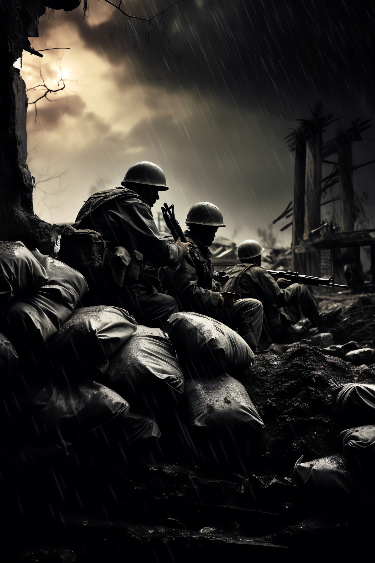 War movie, Normandy setting, Military defense, Armed conflict, Combat scenery, HD Phone Wallpaper