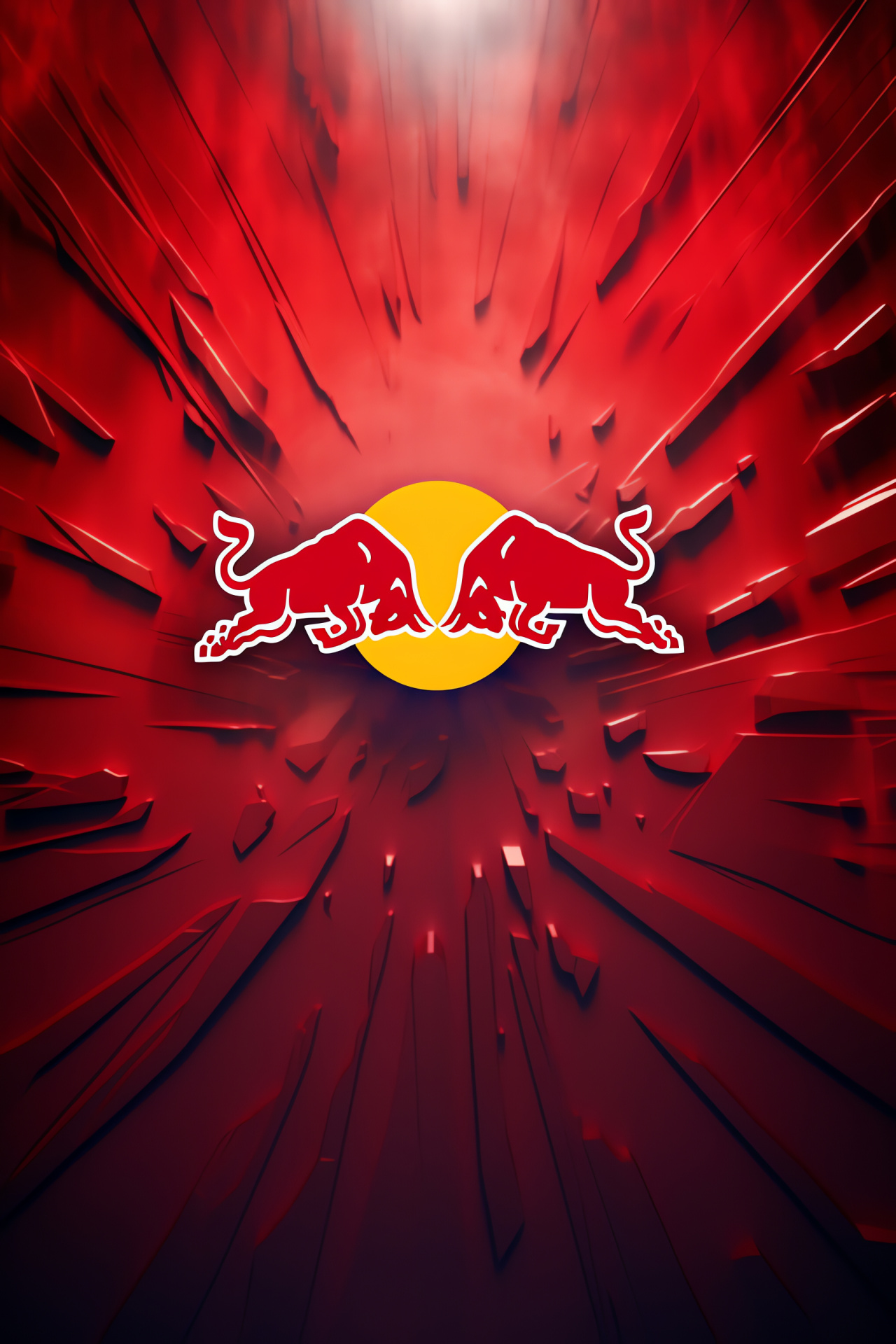 Red Bull logo, Mighty bull illustration, Energizing brand symbol, Sharp imagery, Fierce mascot, HD Phone Wallpaper