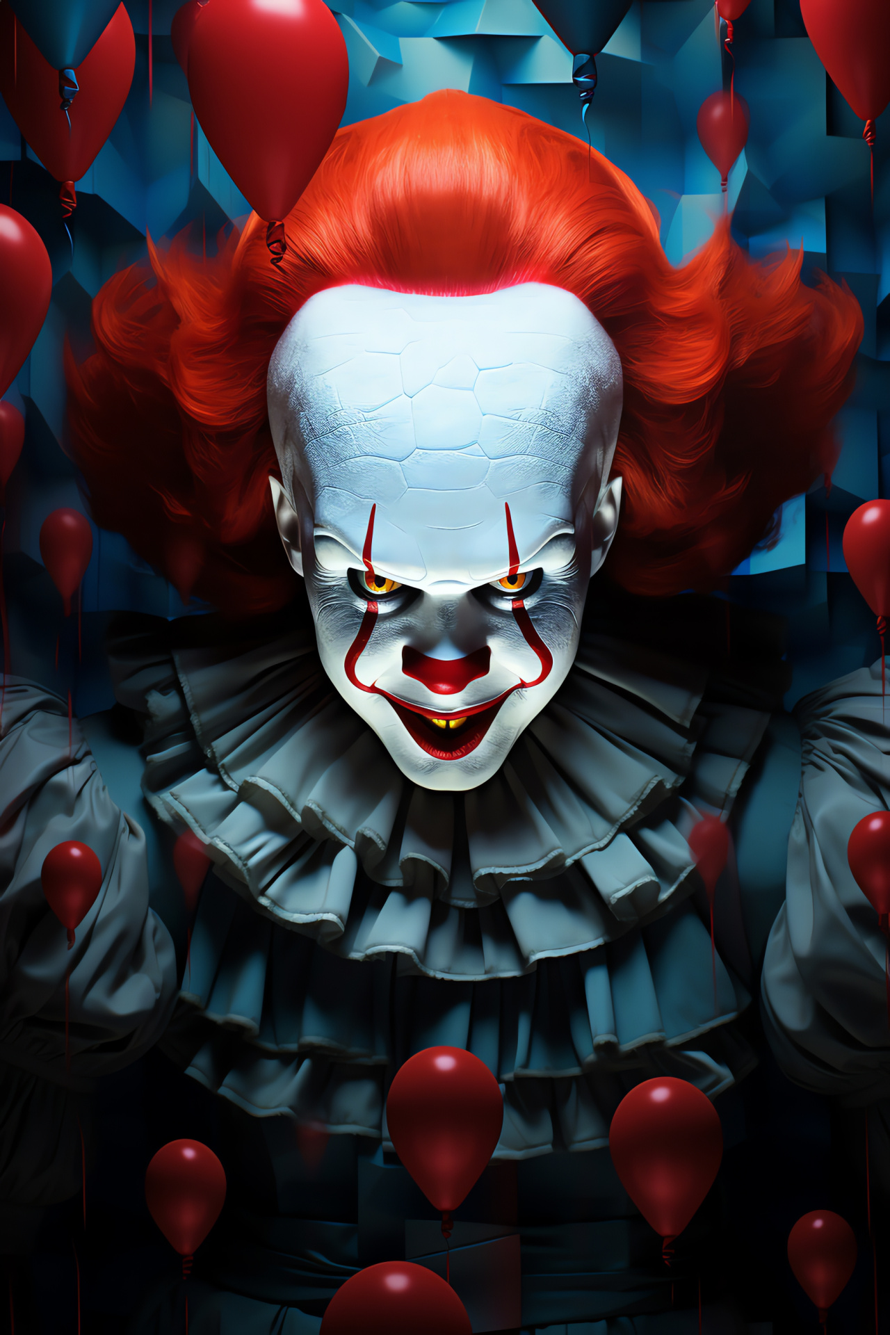 Pennywise The Clown, chilling entity, geometric illusion, menacing gaze, sinister grin, HD Phone Image