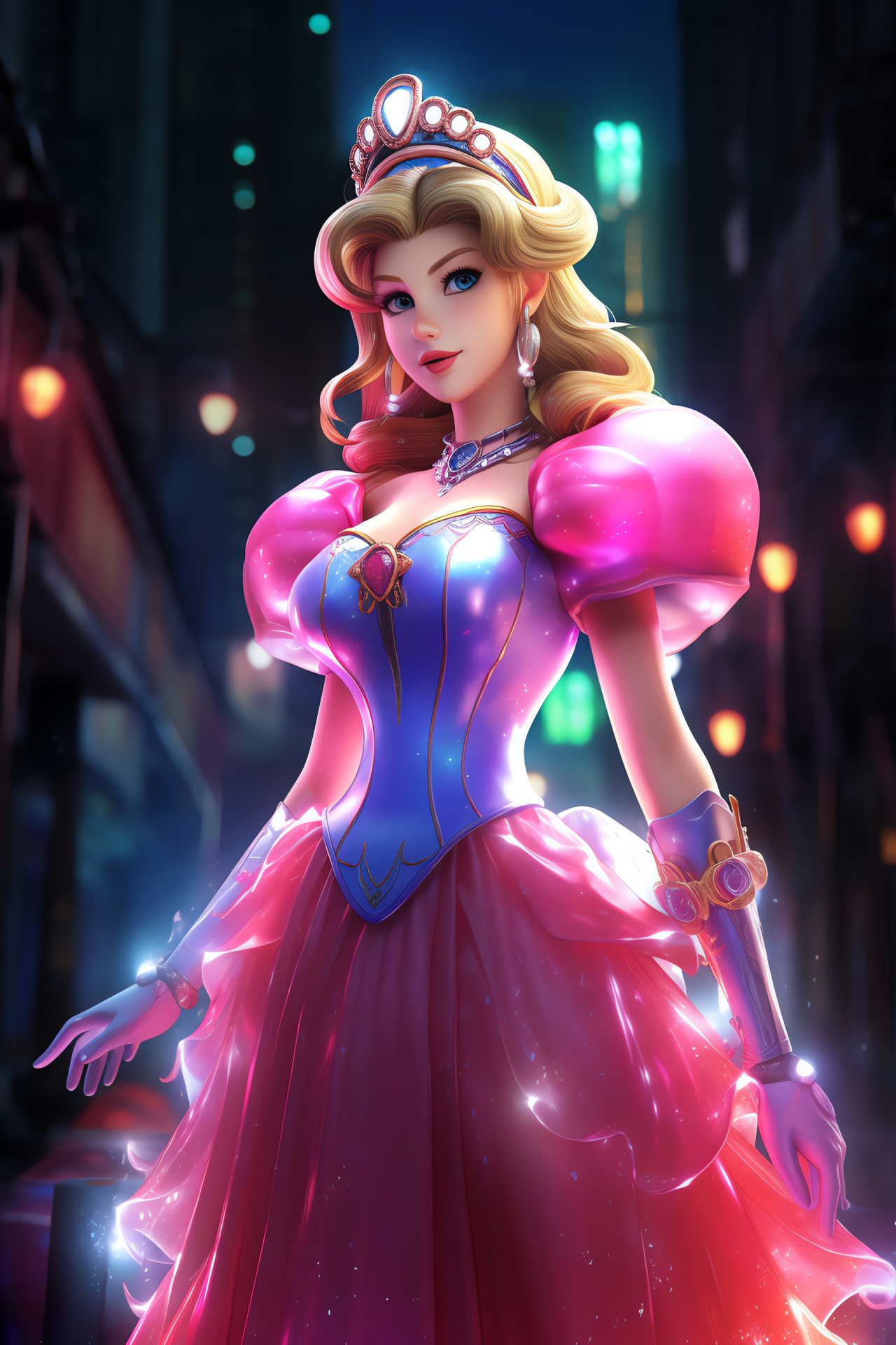 Iconic Princess Peach, Shining Mushroom Kingdom royalty, Nintendo adventure scene, Super Mario Bros, Princess of Toadstools, HD Phone Wallpaper