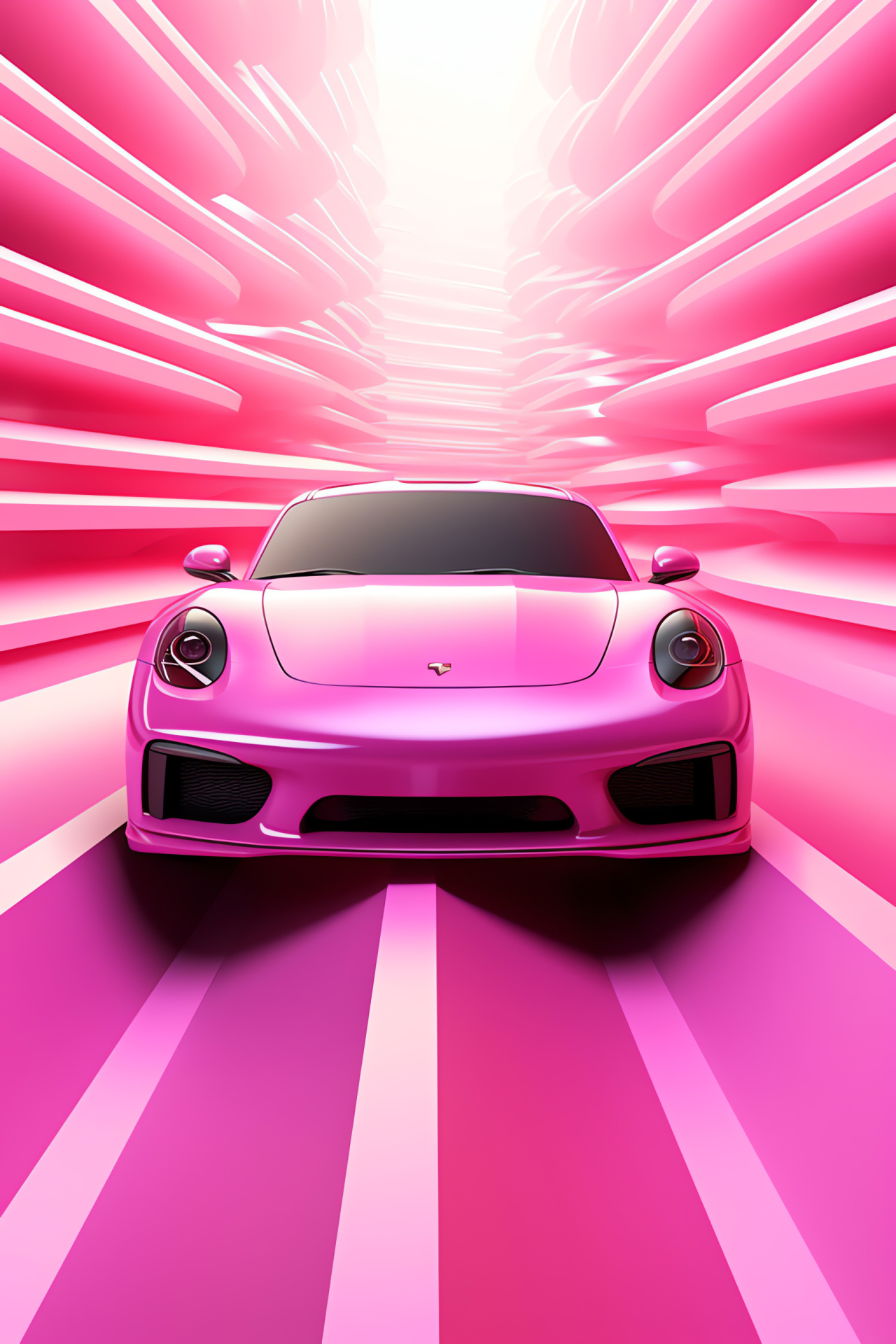 Sporty pink car, Dual gradient backdrop, Modern vehicle stature, Aerial automotive photography, Polished finish, HD Phone Image