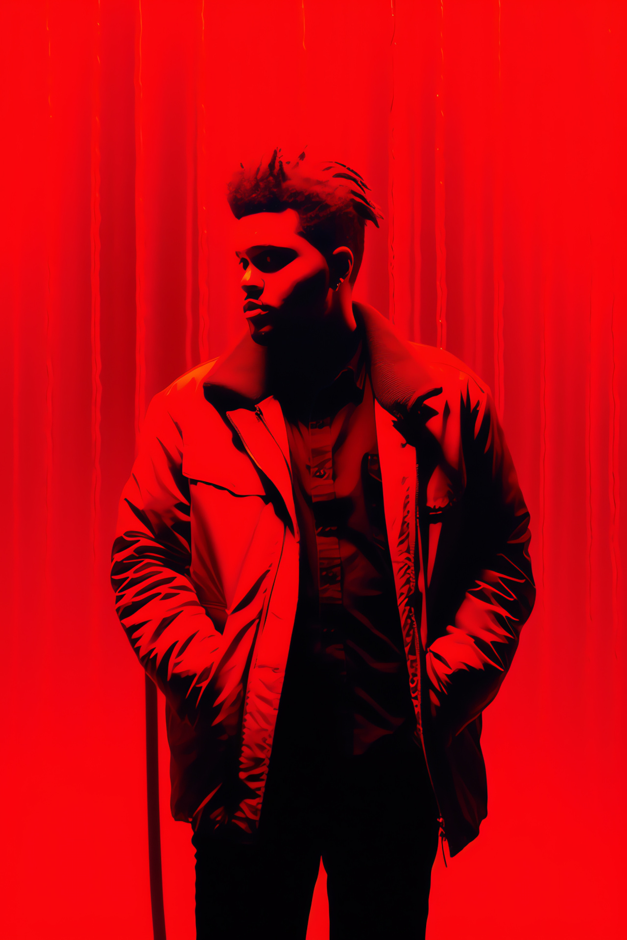 The Weeknd, musician's locks, sharp stare, monochrome backdrop, expressive eyes, HD Phone Wallpaper
